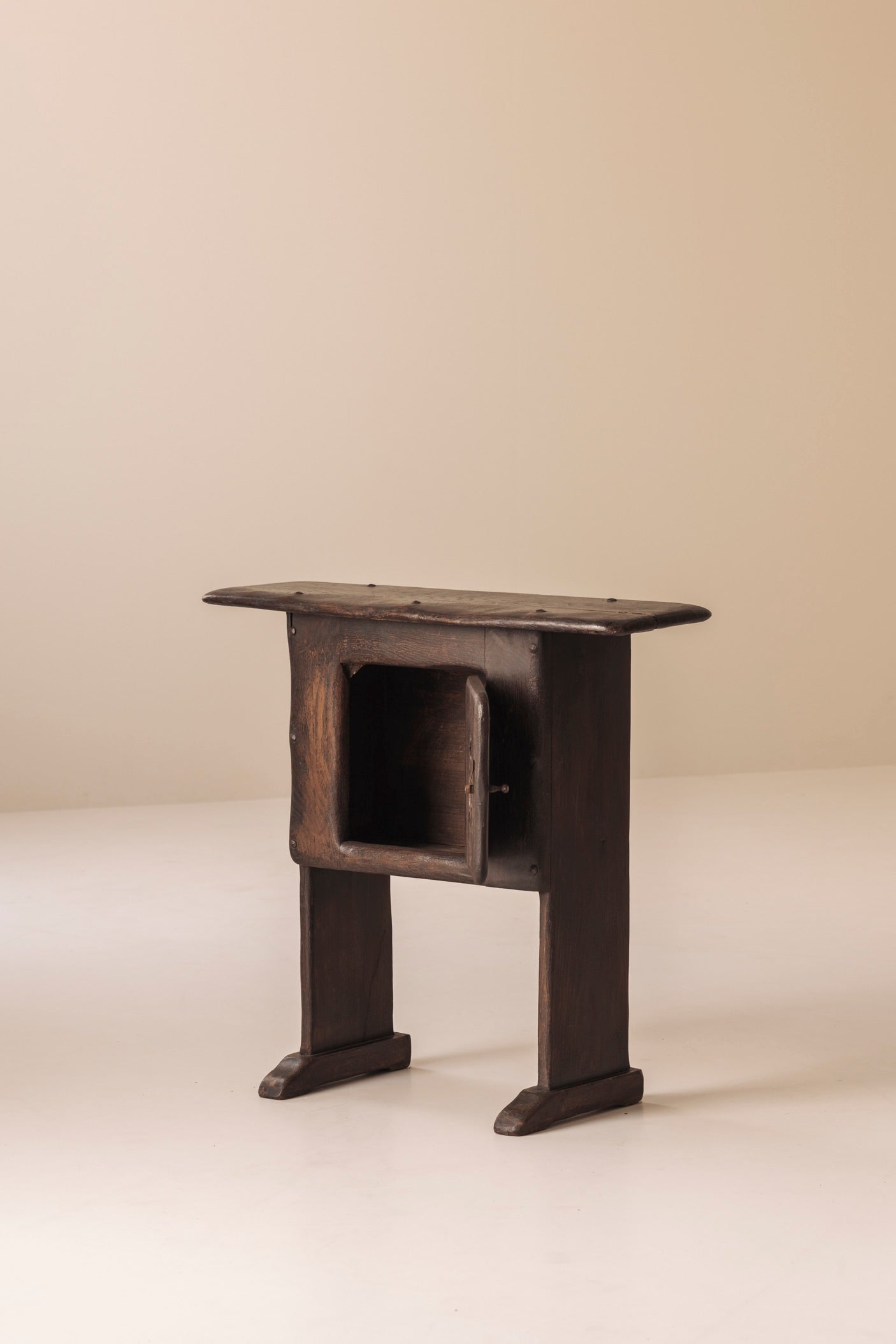 Early 20th century Folk art rustic cabinet / side table from France — close-up