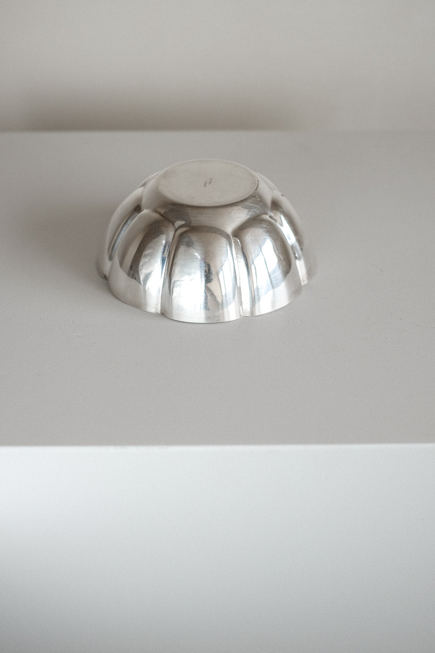 Set of 6 Silver-Plated Bowls 1960s — top view on minimalist surface