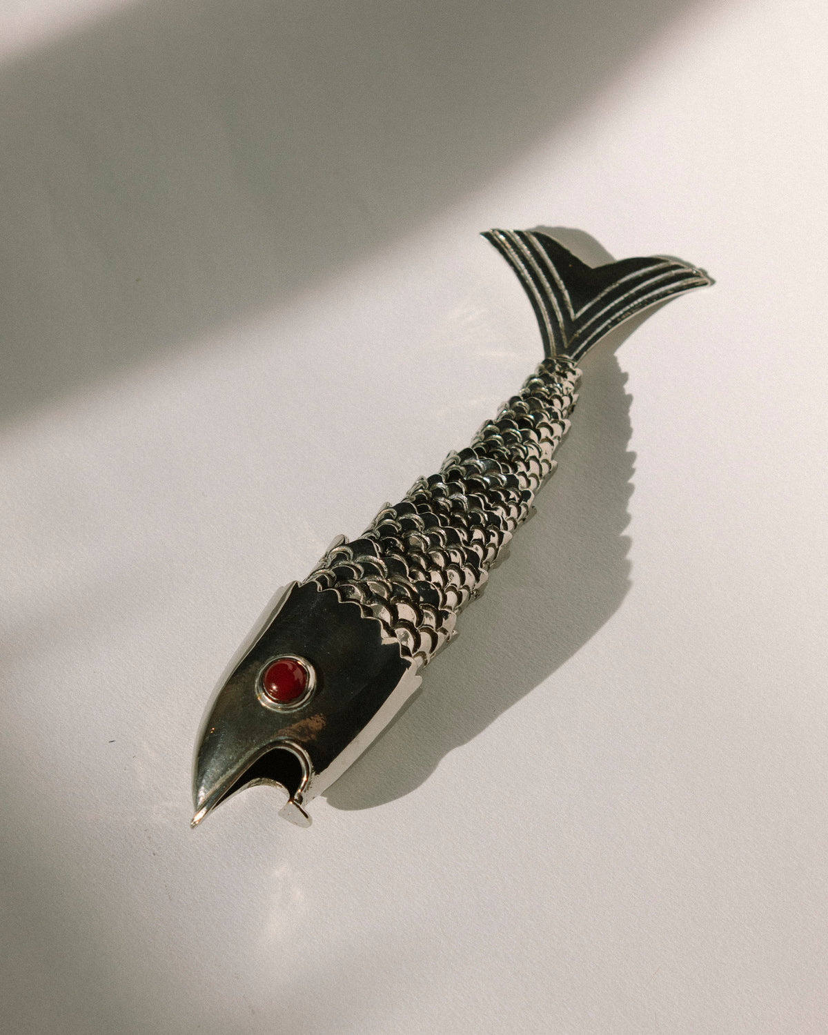 Vintage French Articulated Silver-Plated Fish Bottle Opener c. 1970s by Trove Paris | The Oblist