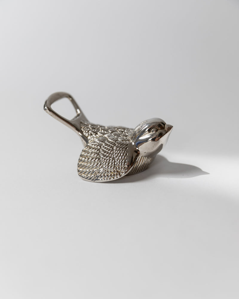 Silver plated bird bottle opener, vintage Italian mid century design