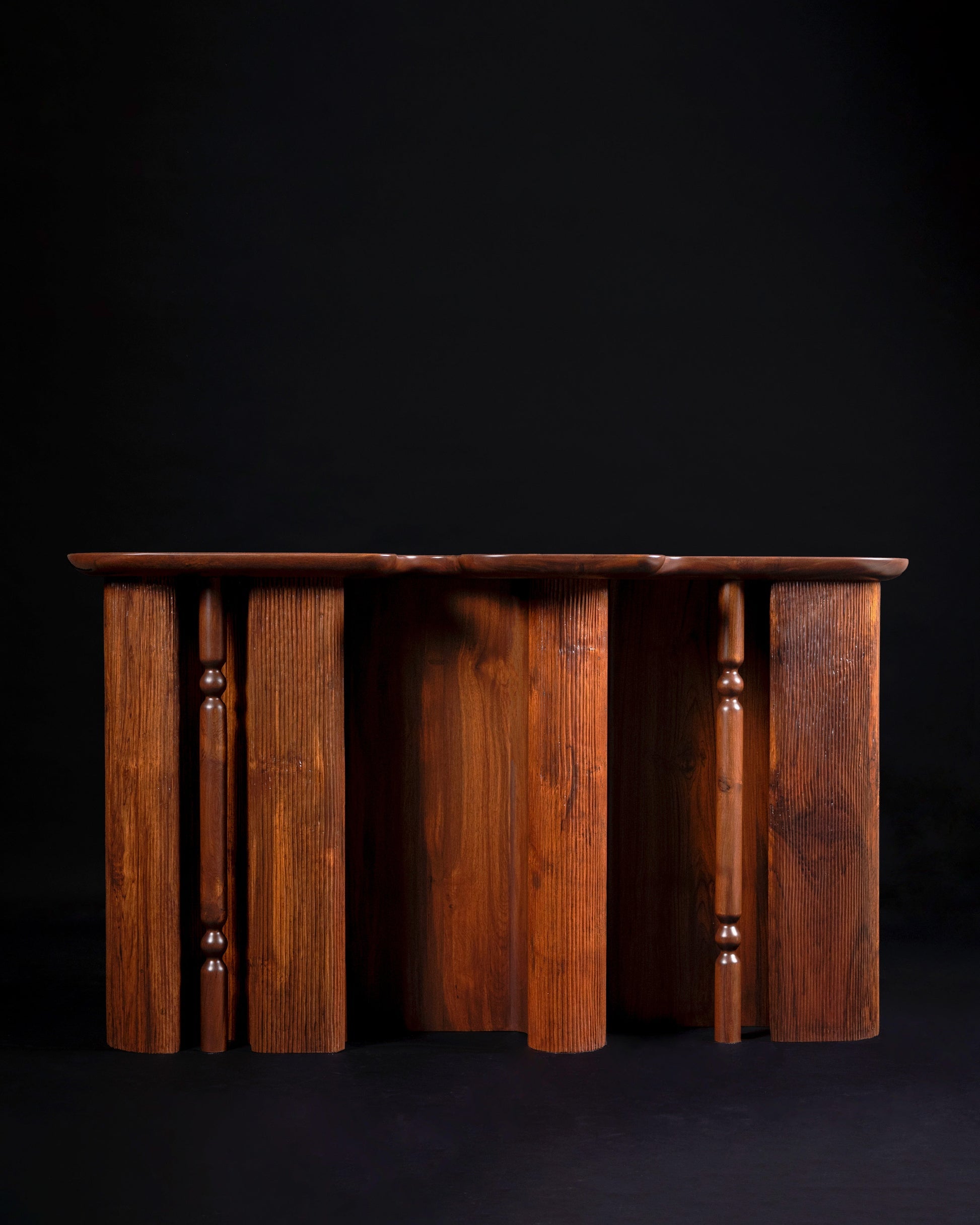 Ridge Console Table — front view highlighting handcrafted wooden design