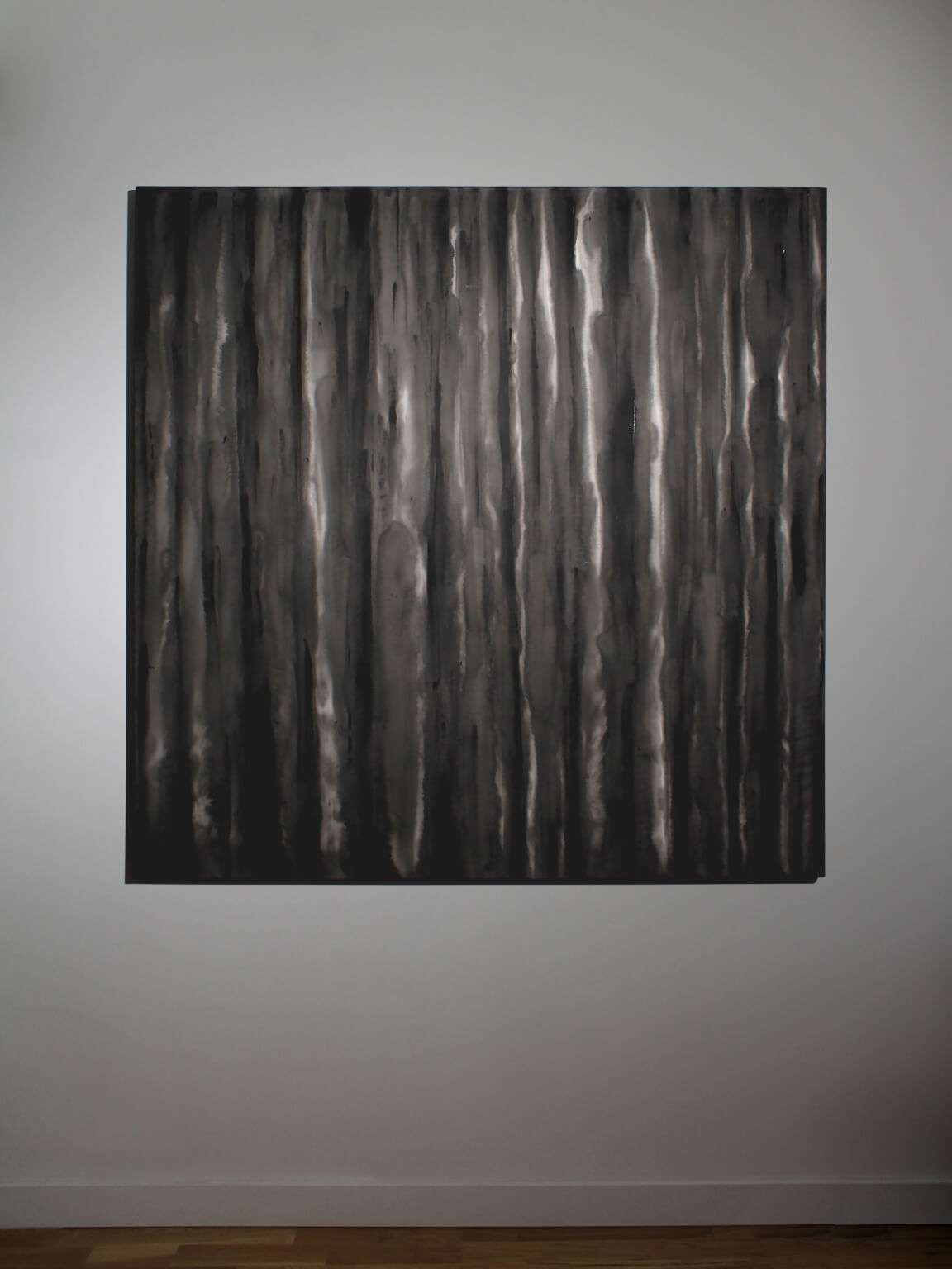 Vertical Organic Lines In Black And White By Karina Savonenko, 120x120cm — detail view