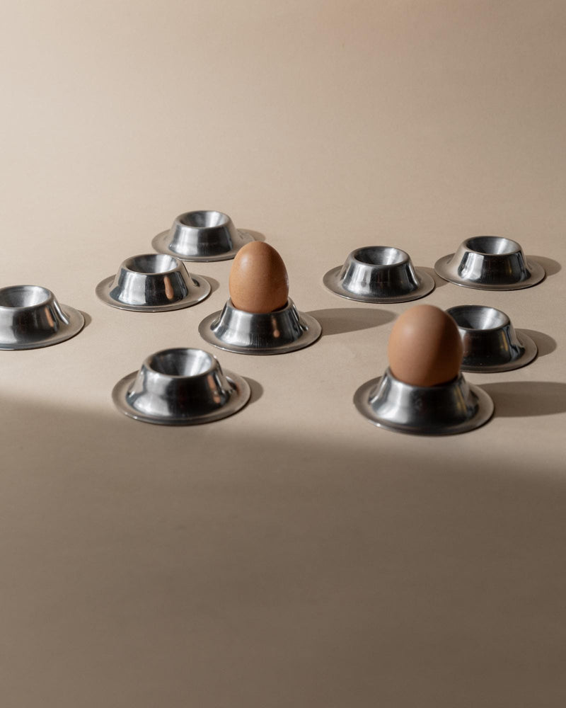 1970s Stainless Steel Egg Cups Set of 9 by Bottega Jacobs | The Oblist — vintage stainless steel design