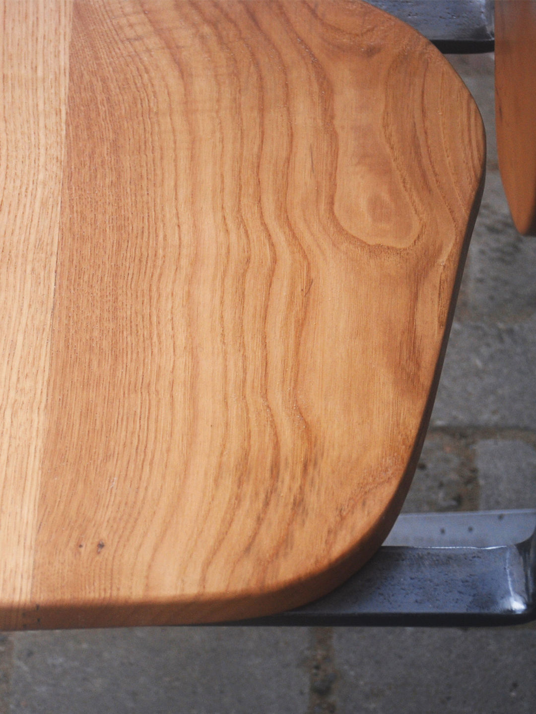 Carmen Chair' in Chestnut Wood by ZAROLAT Studio — top view of smooth wooden seat