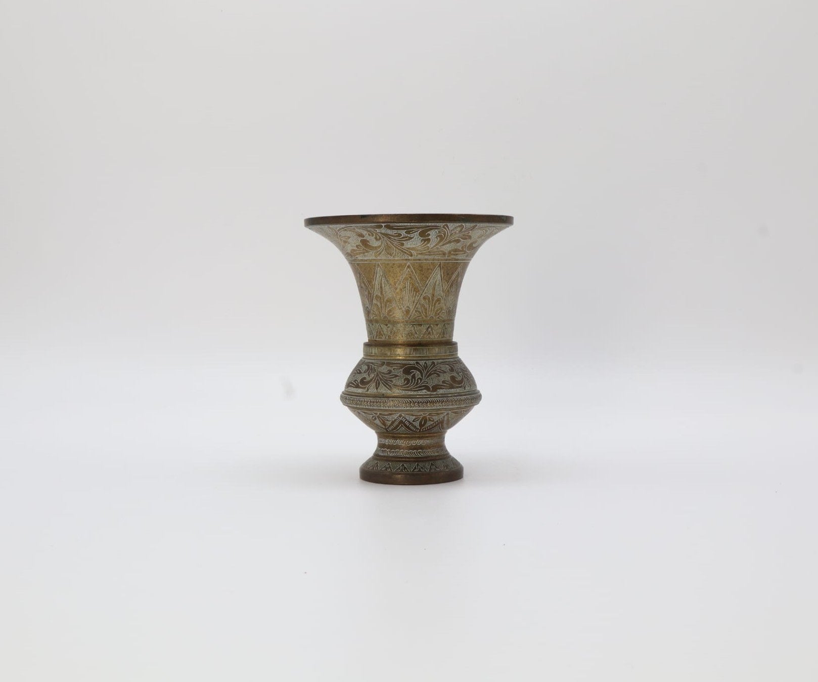 Hand-Engraved Brass Vase – Indonesia, c. 1900 — detail view