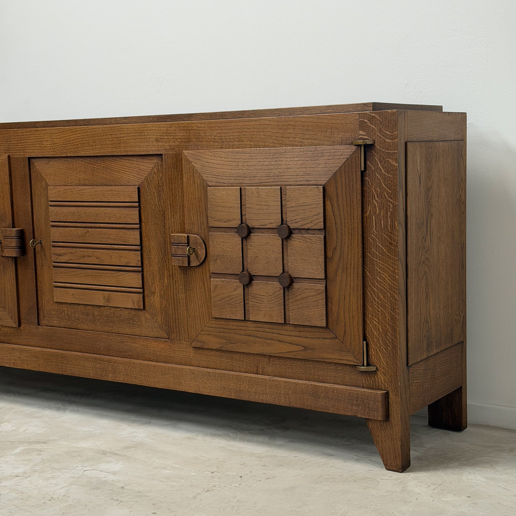 Sideboard La Gentilhommière for Charles Dudouyt French Oak 1940s — side angle