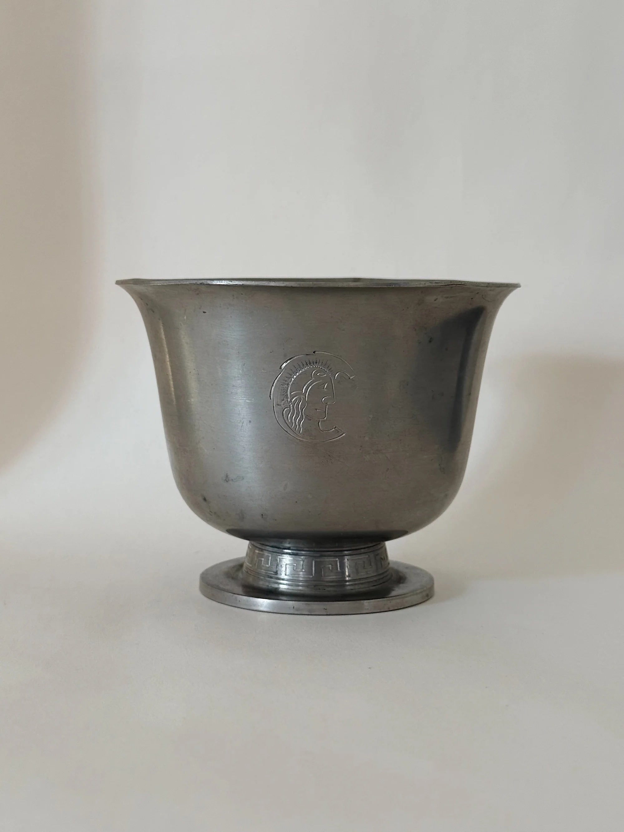 Swedish Grace Pewter Bowl, 1930 — close-up of polished pewter surface