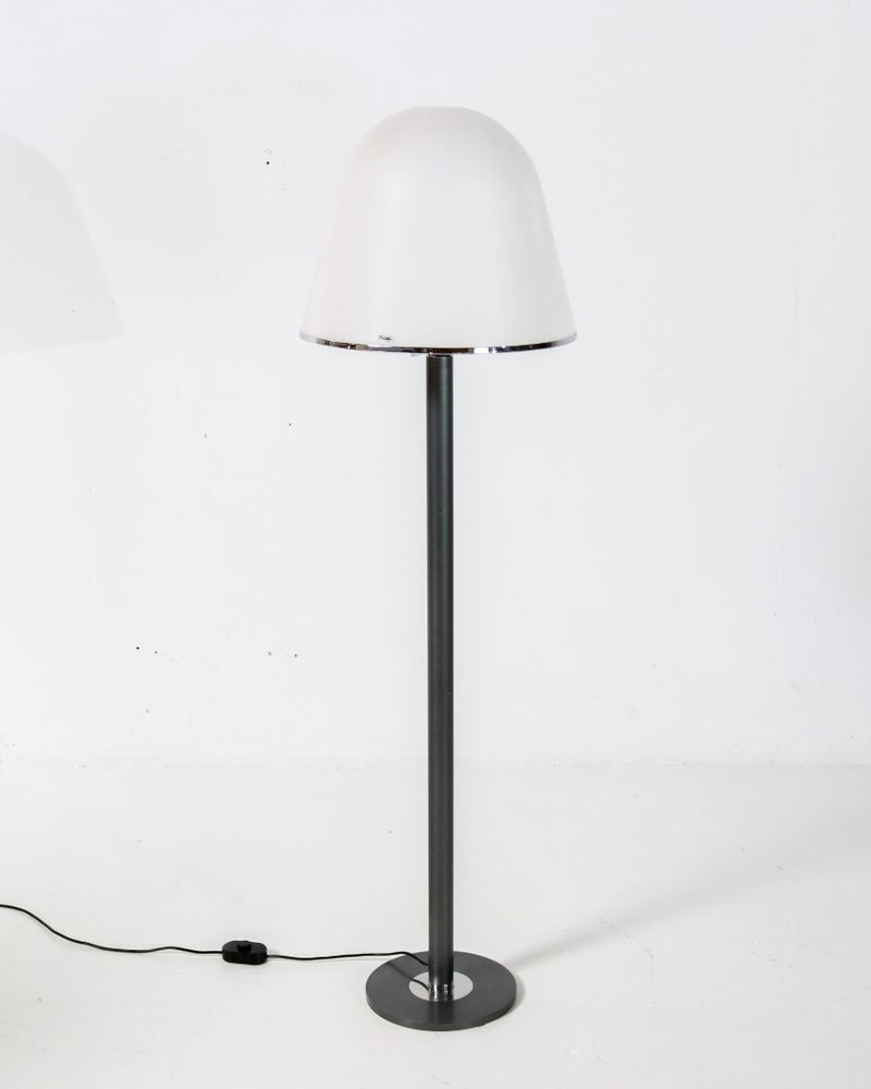 Modern Kuala floor lamp with frosted glass dome and black metal base
