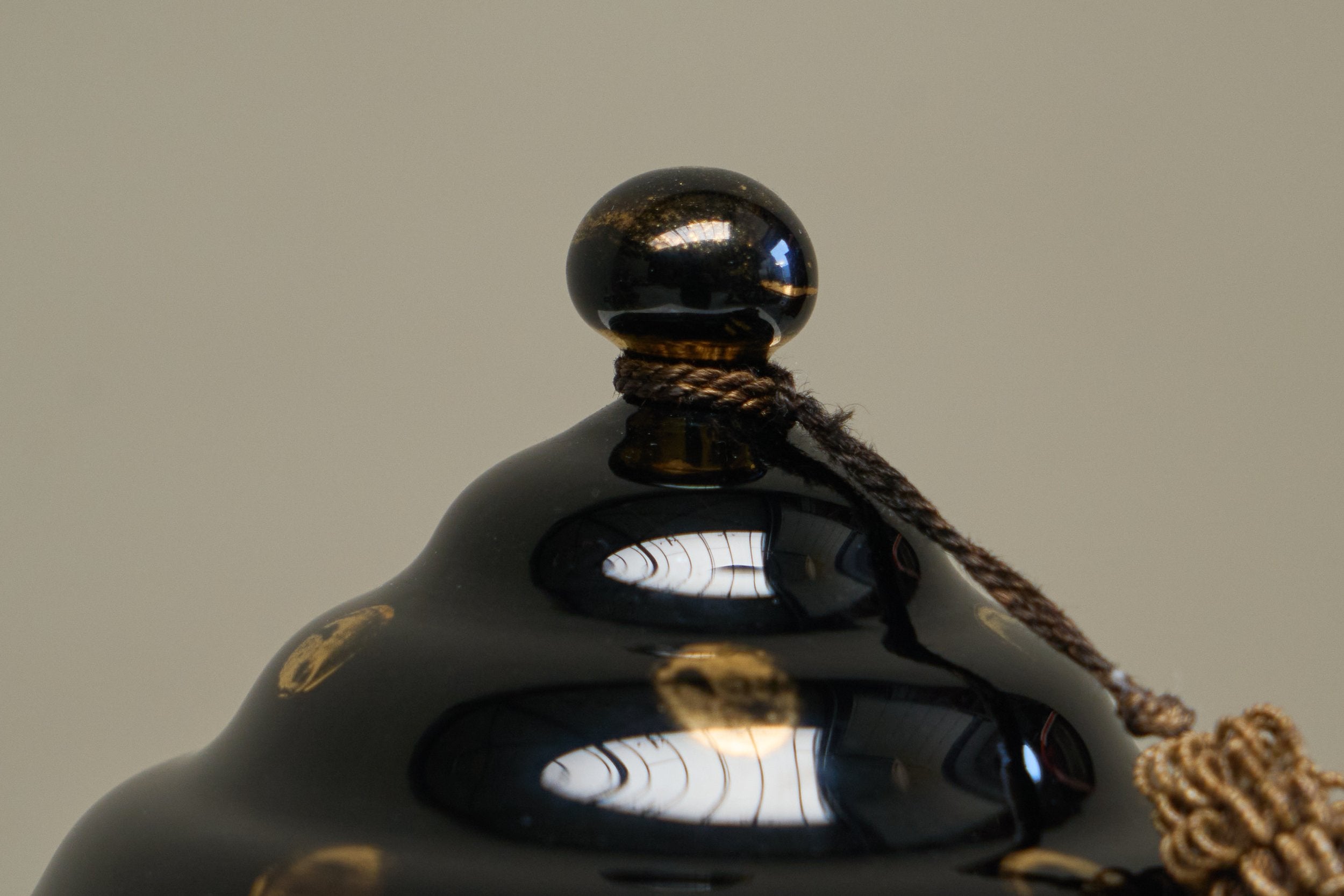 Art Deco Lidded Box with Tassel 'Booms Glass De Rupel' Belgium 1940s — lifestyle setting