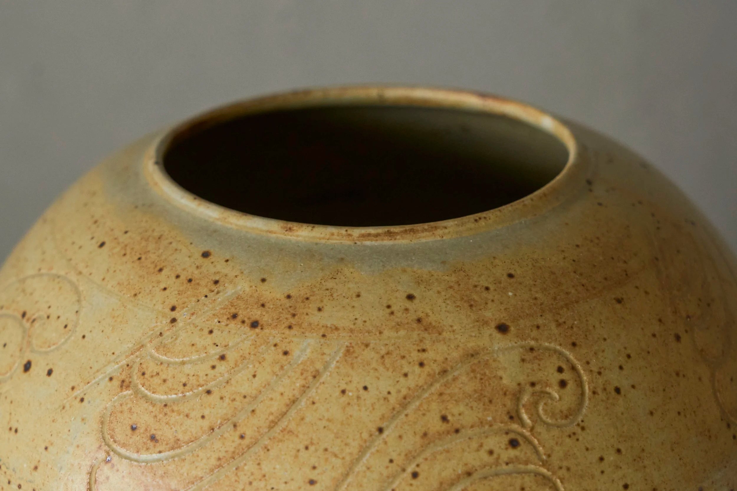 Ochre Yellow Art Deco Studio Pottery Vase Europe 1940s — alternate view