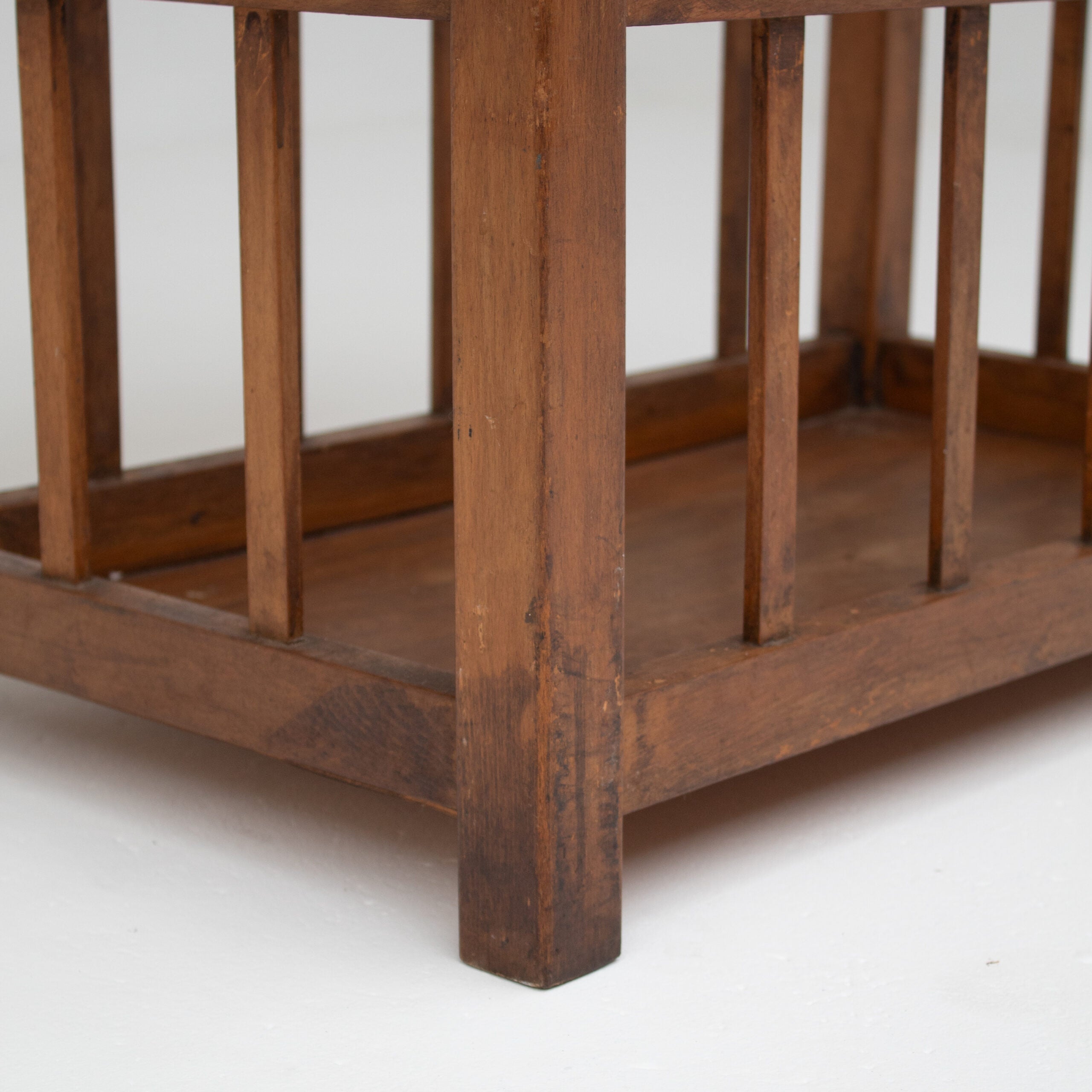 French Oak Storage Bench with Woven Rush Seat — additional view