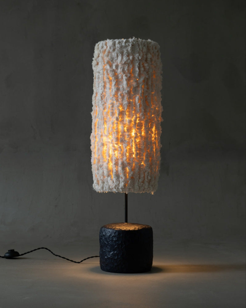 Bavo Sculptural Floor Lamp by PletoStudio | The Oblist — textured white shade, modern design