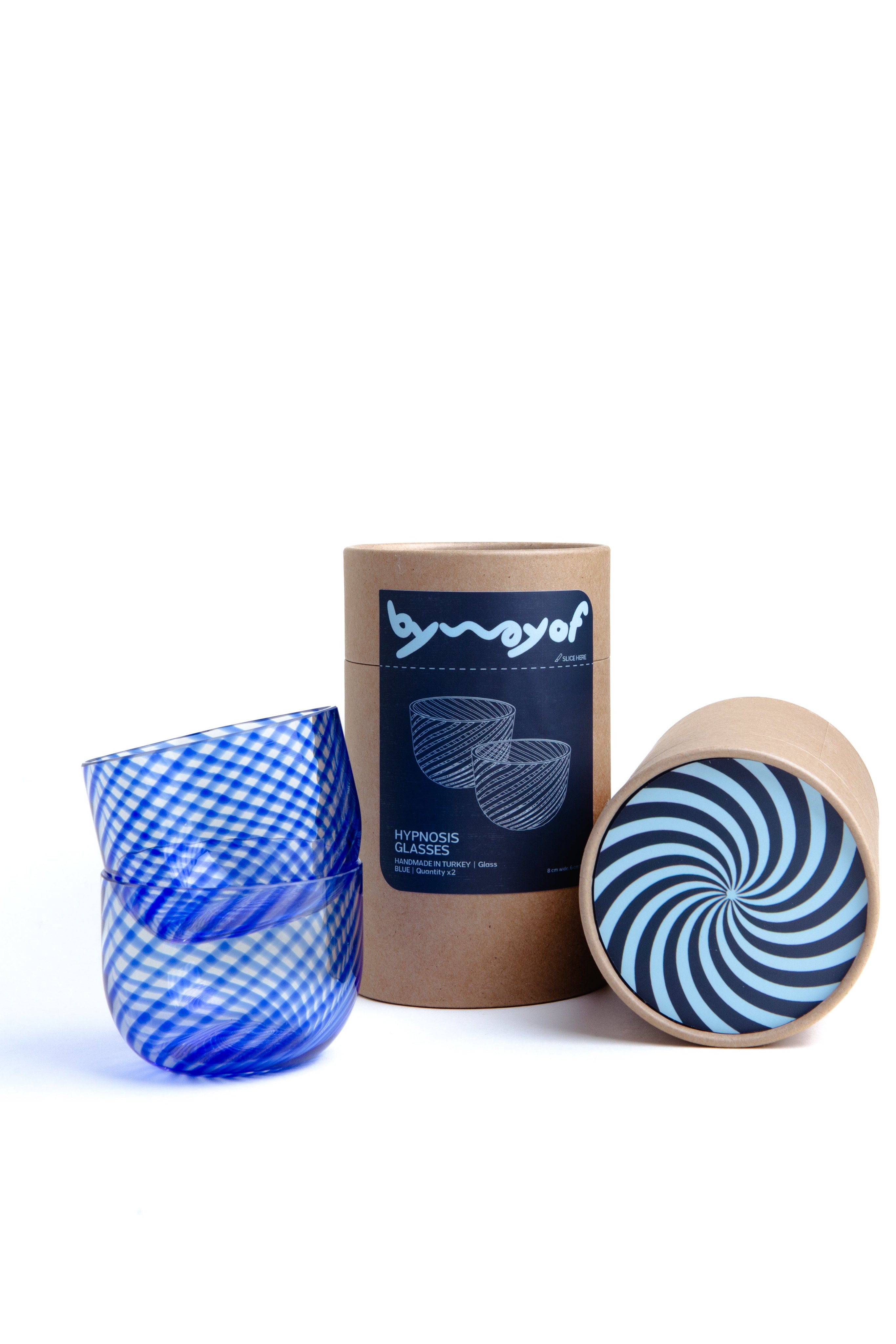 Hypnosis Waterglasses in Klein Blue — side angle