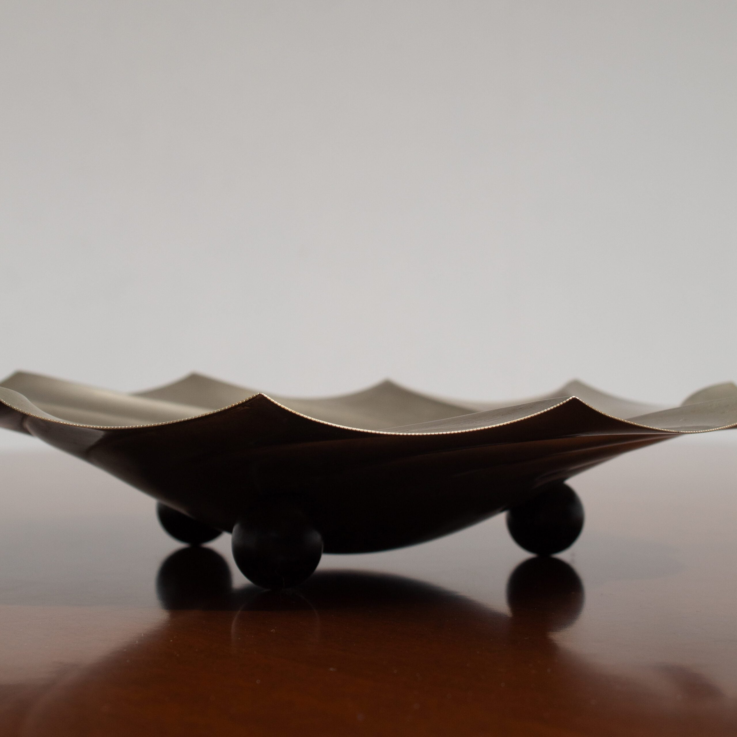 Art Deco Silver Plate Tray – Sculptural Serving Piece — side angle