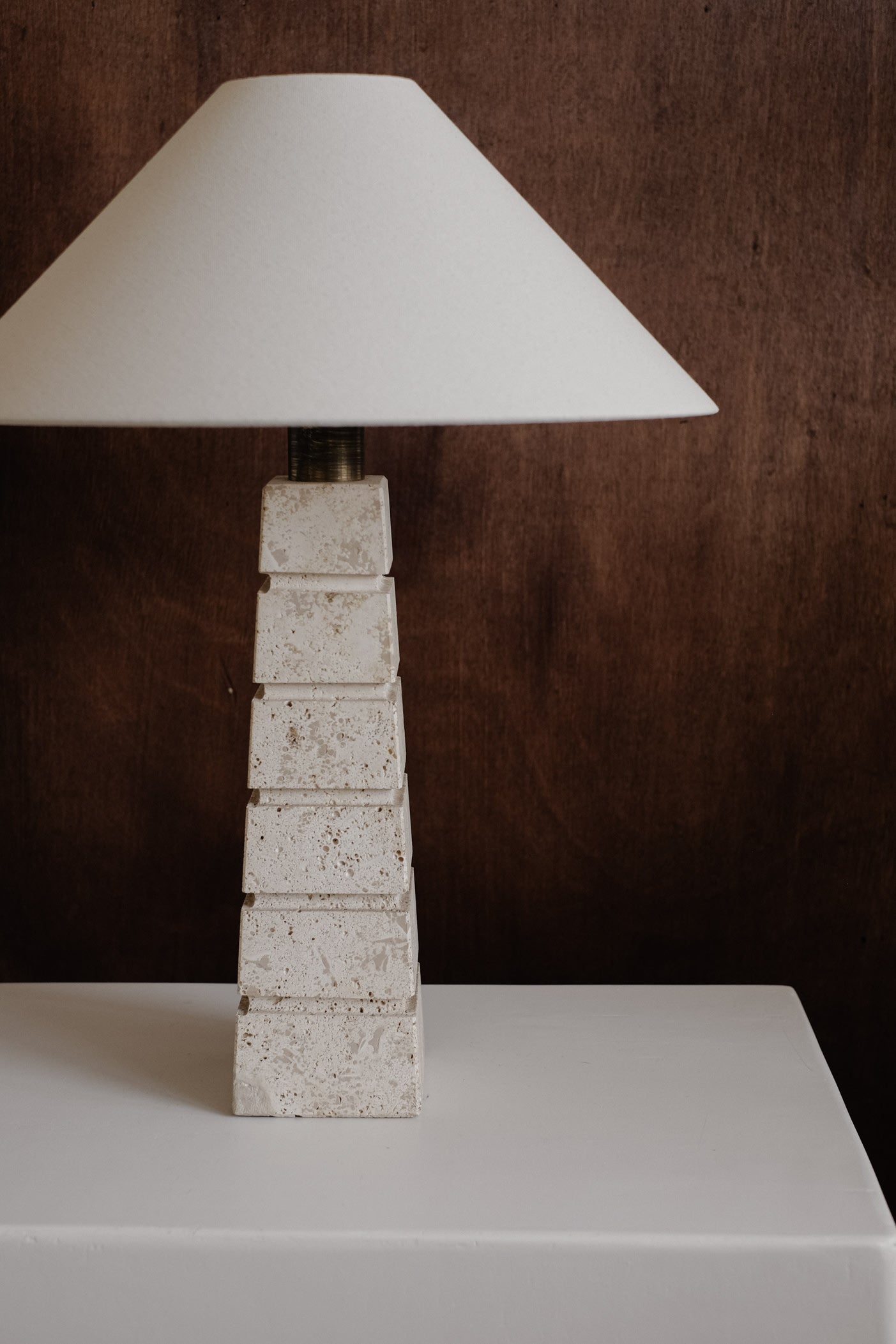 Travertine Table Lamp — close-up