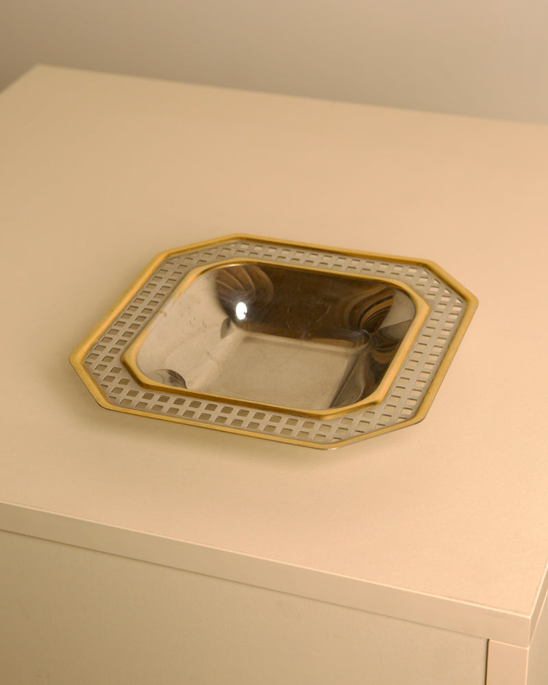 80s Italian gilt and silver-plated metal valet tray by Treaptyque | The Oblist