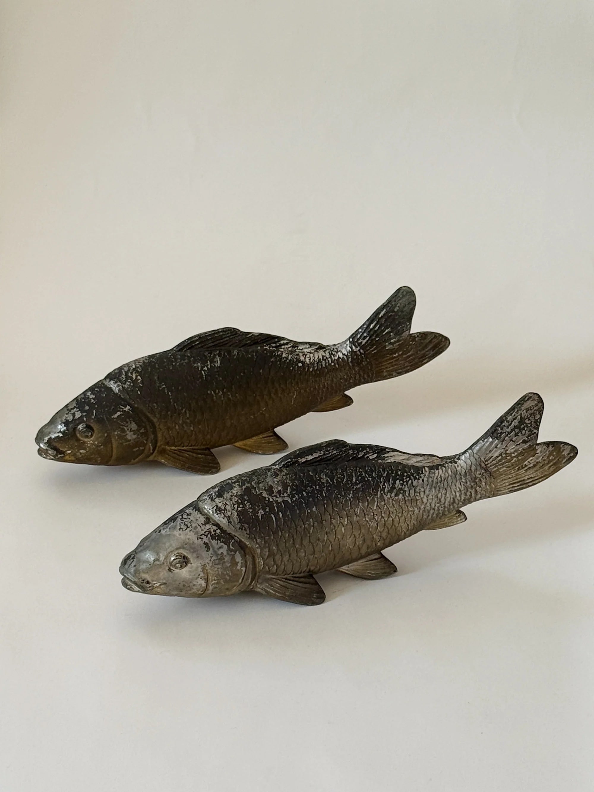 Cast Metal Koi Fish, Japan — close-up of textured metal surface