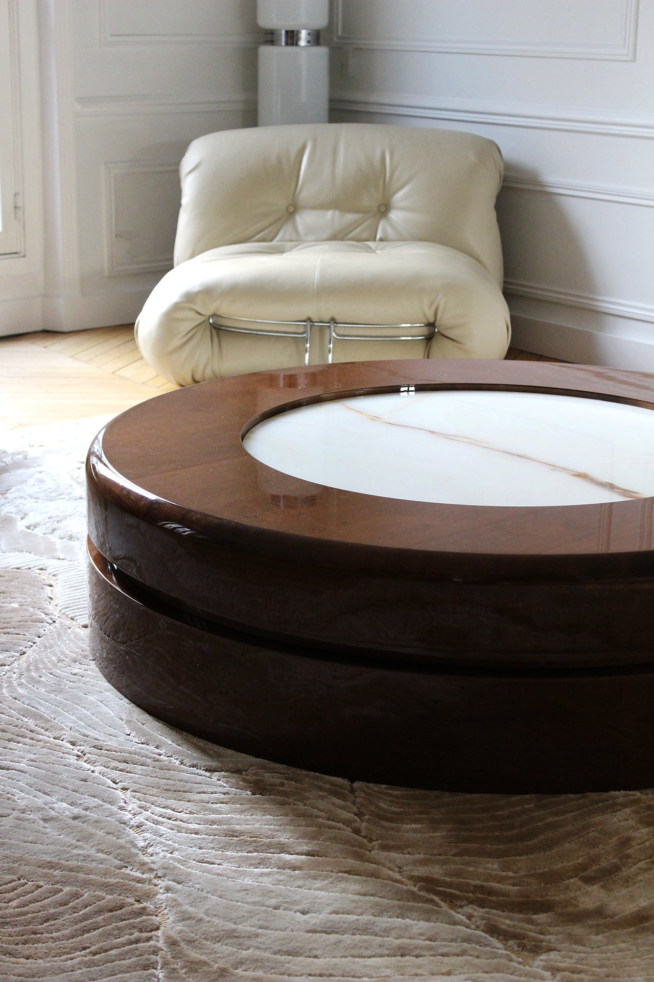 Yoyo Wooden And Shell Onyx Coffee Table — side angle