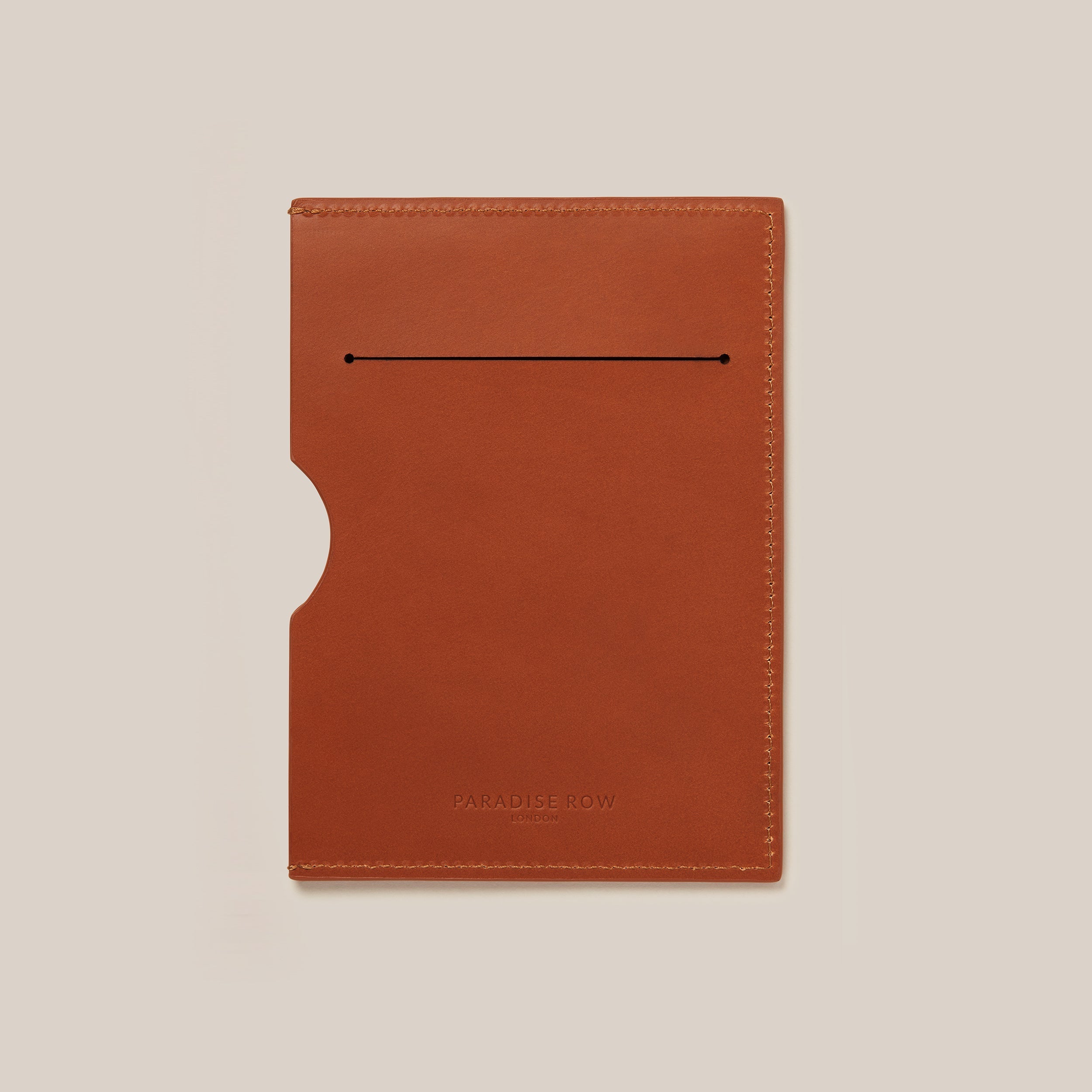 Leather Passport Holder — front view of tan leather design
