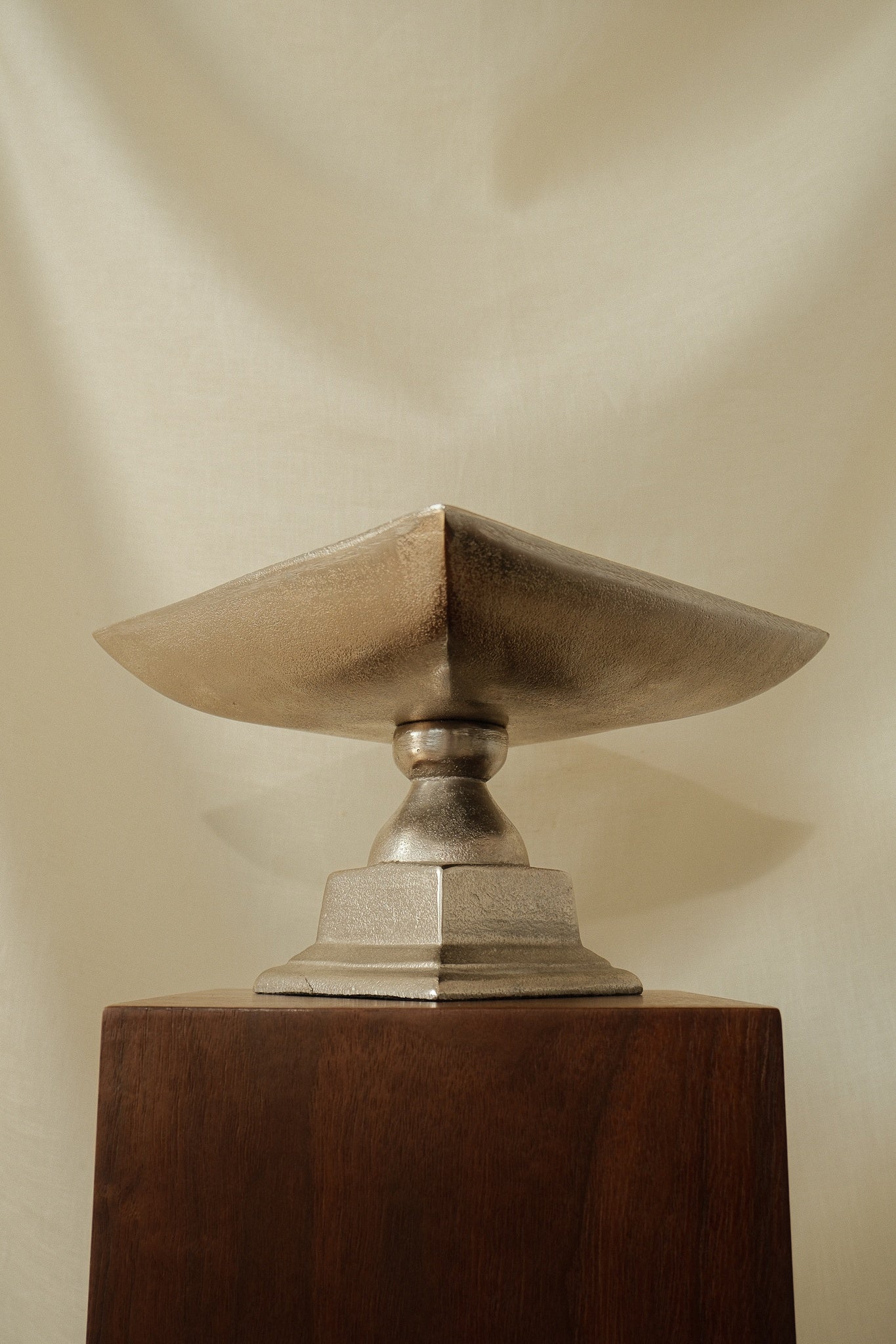 Silver-Toned Pedestal Centerpiece Bowl — detail view