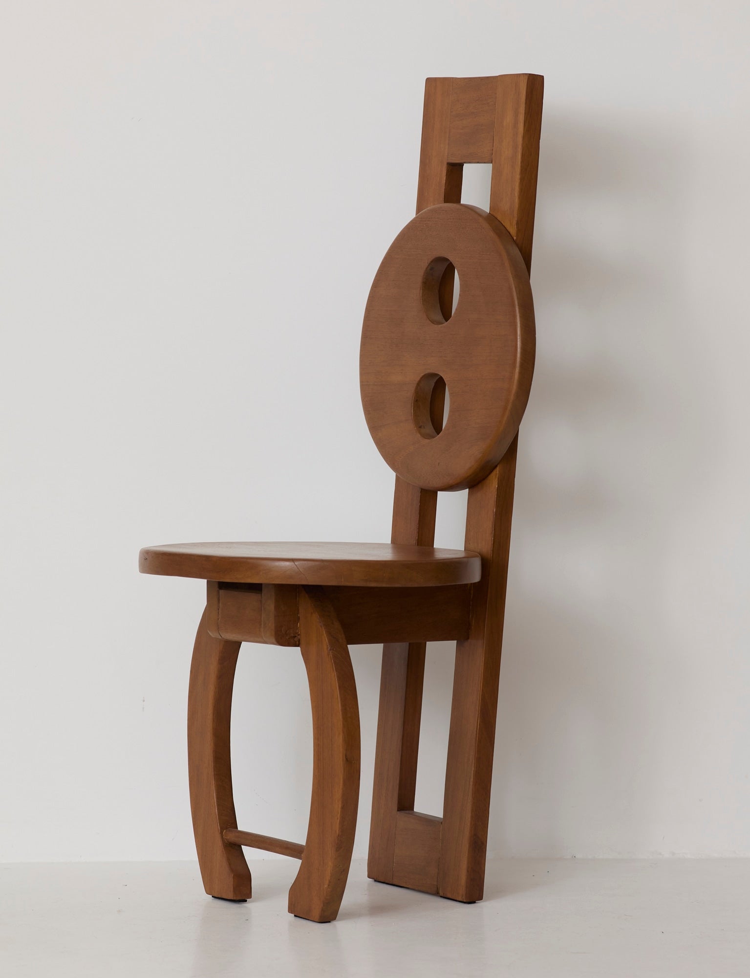 Heavy Sculptural Artisanal Chair in Solid Exotic Wood — alternate view