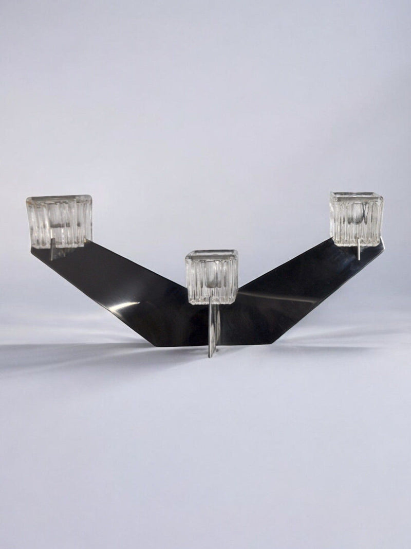 Peill & Putzler Candleholder, Germany, 1970s — close-up of glass and metal design