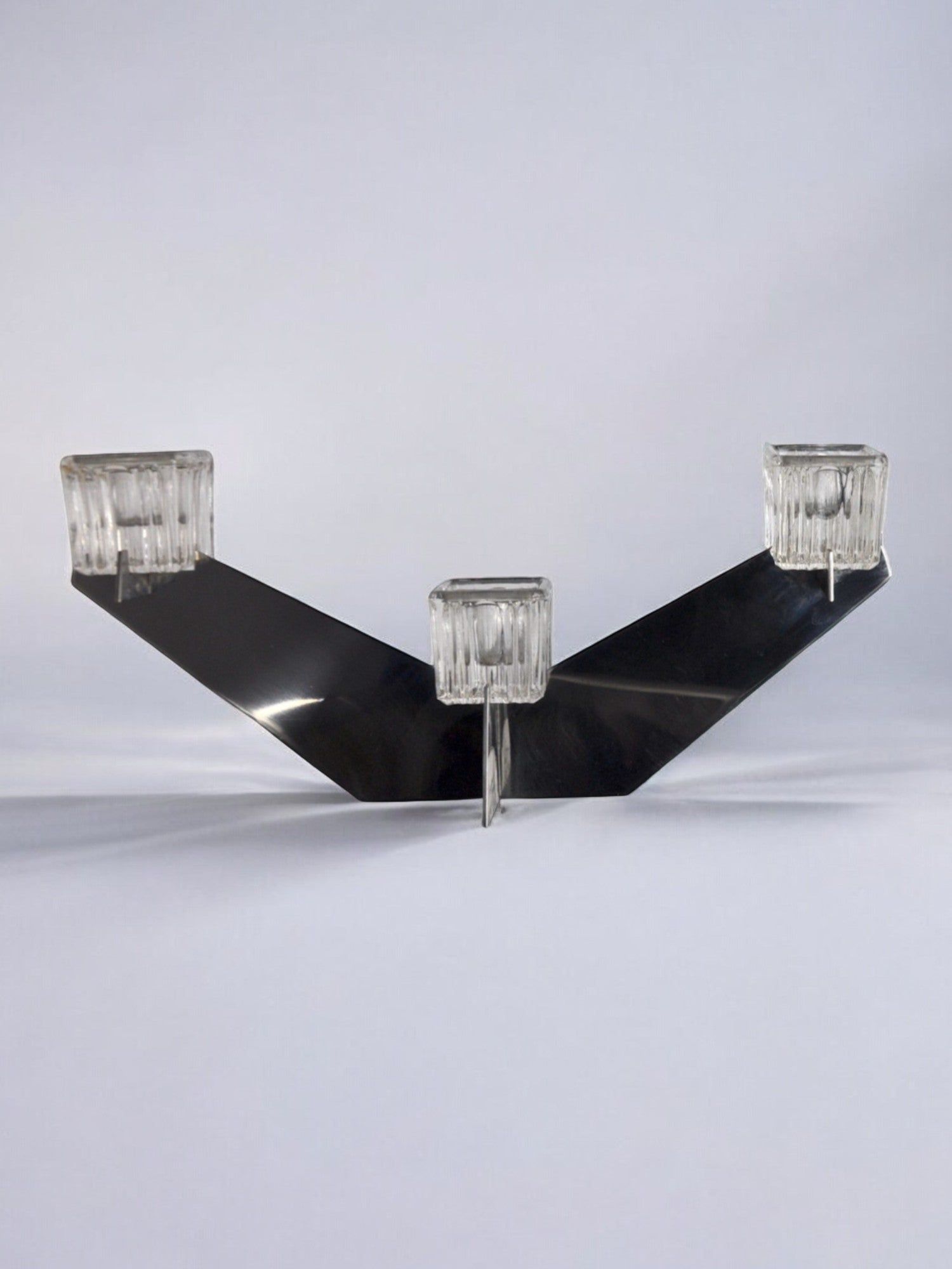 Peill & Putzler Candleholder, Germany, 1970s — close-up of glass and metal design