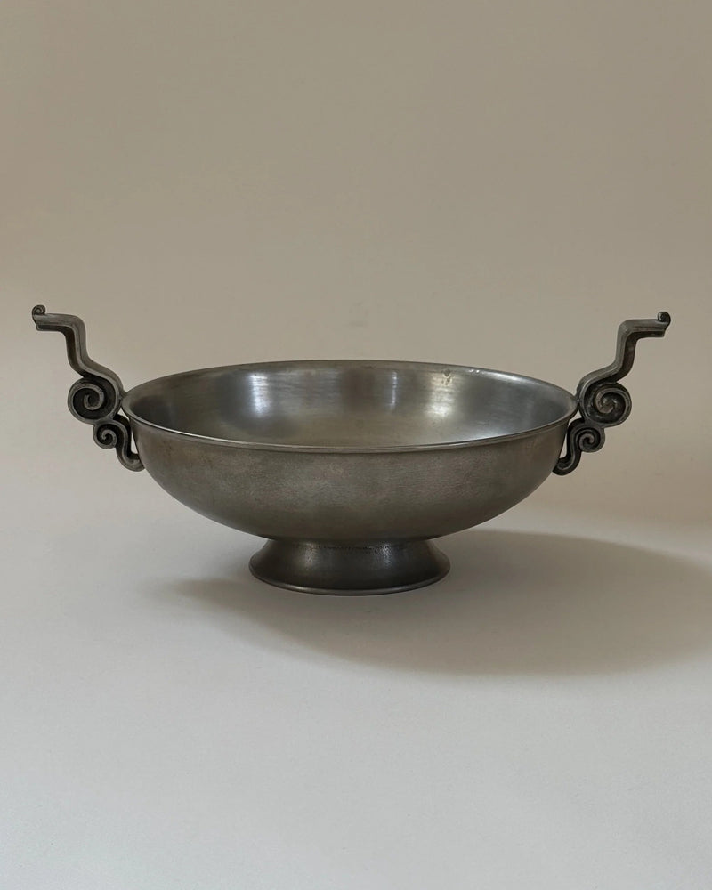 Pewter Bowl with Scroll Handles Edvin Ollers, 1952 by Galerie Storm | The Oblist — handcrafted pewter, vintage design