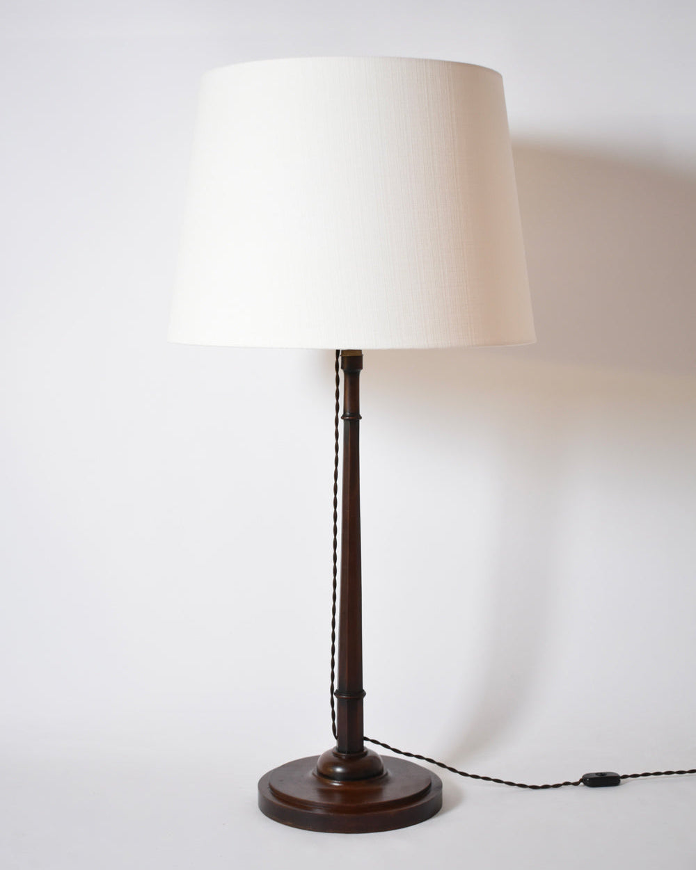Wooden Pyramidal Lamp, 1920s by Barracuda Interiors | The Oblist — handcrafted wood base, white shade