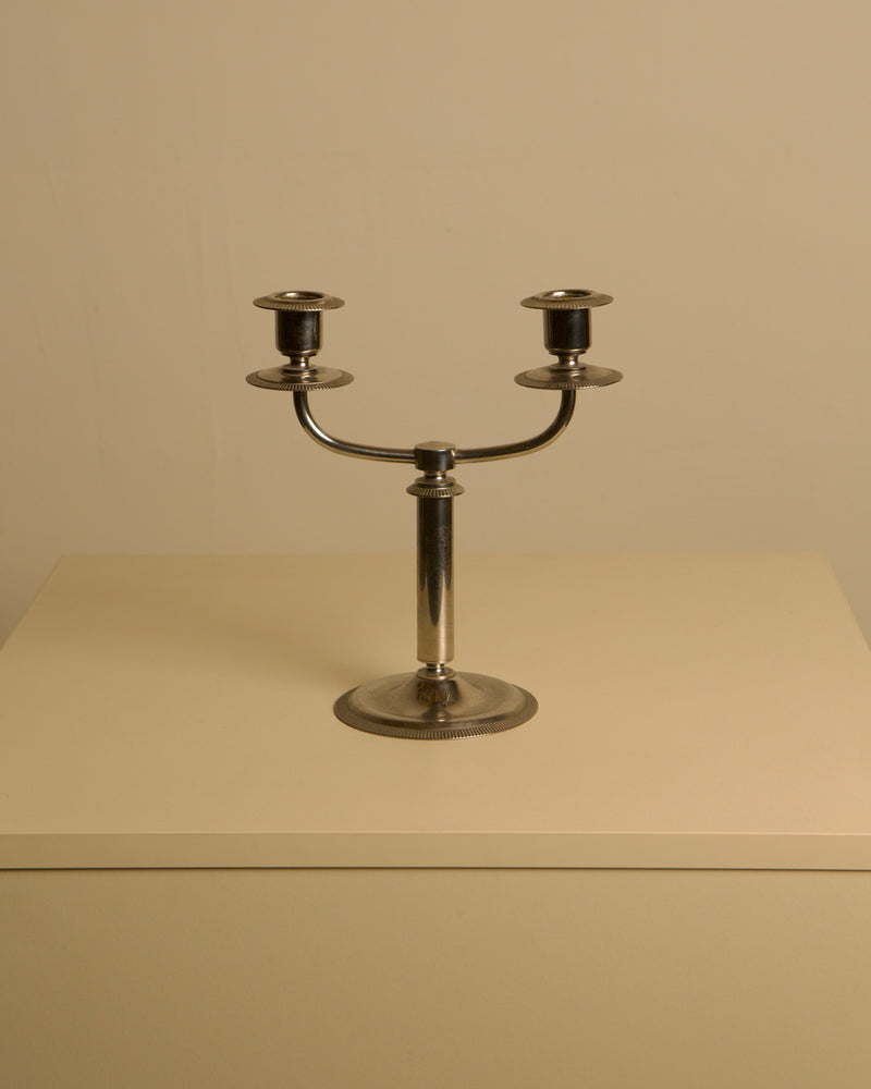 Italian "Duo" Candleholder in Silver Metal 60's by Treaptyque | The Oblist — silver metal, vintage design