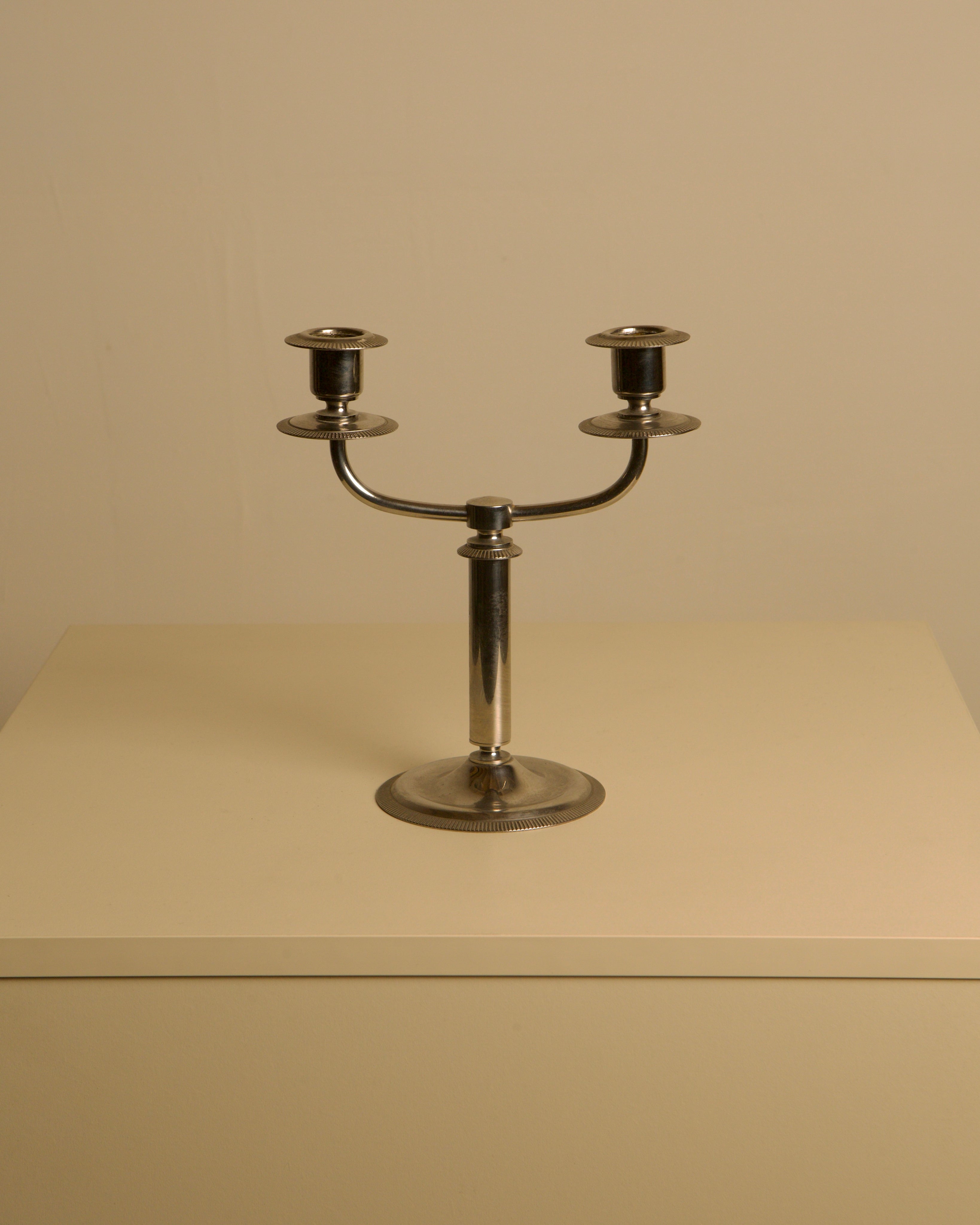 Italian "Duo" Candleholder in Silver Metal 60's by Treaptyque | The Oblist — silver metal, vintage design