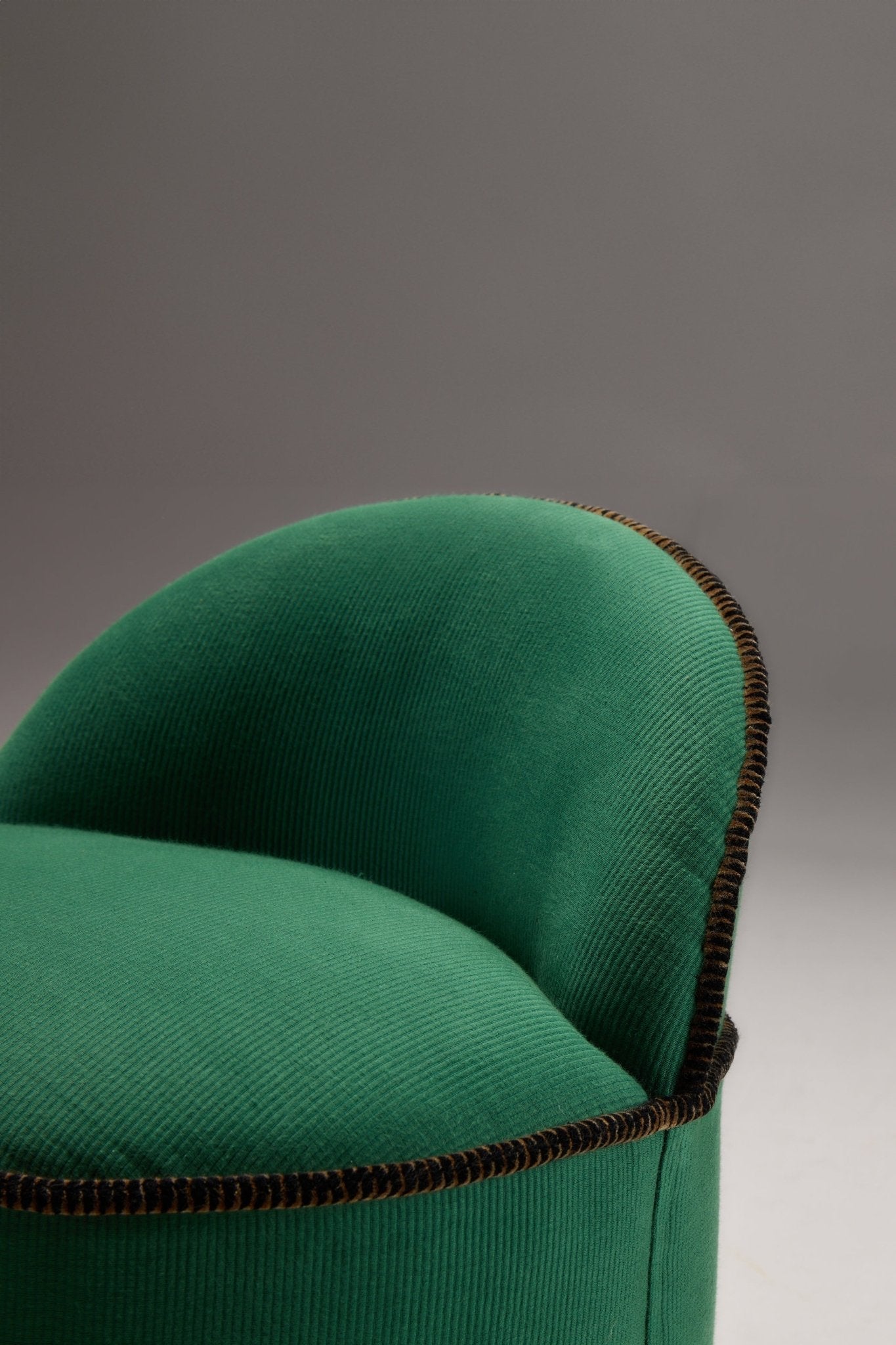 INFERI STOOL - CC'S REPP — top view of green corduroy seat