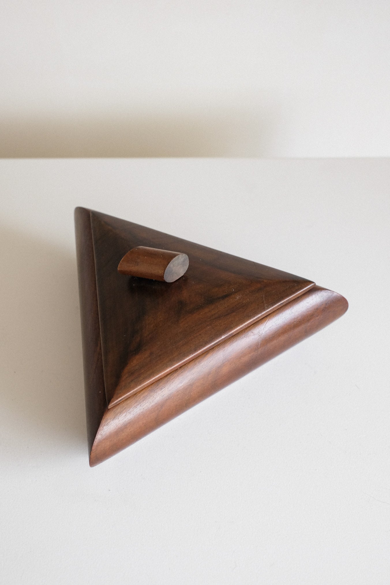 Vintage Mid-Century Modern Triangular Wooden Box — additional view