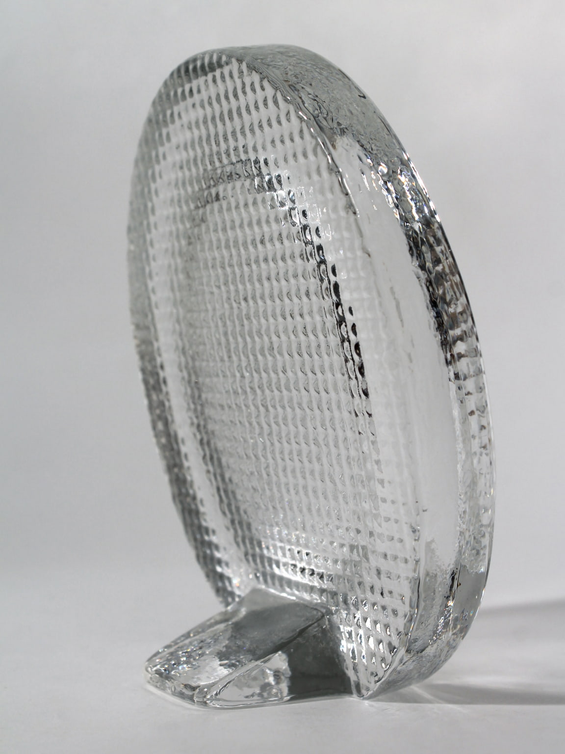 Lindshammar Full Lead Crystal Glass Oval Frame — side angle showing textured surface