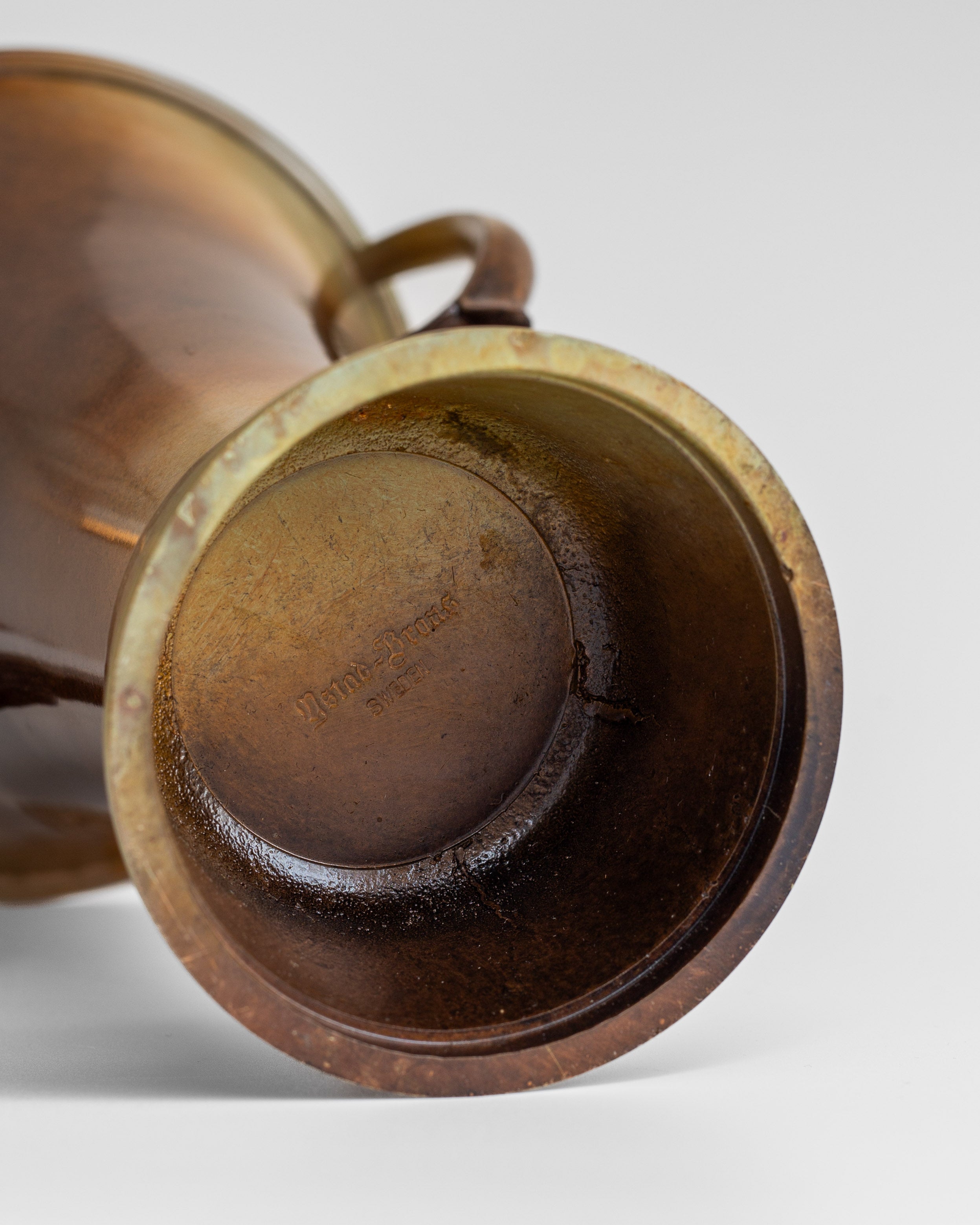 Neoclassic Bronze Patinated Vase by Ystad Metall — close-up of interior patina detail
