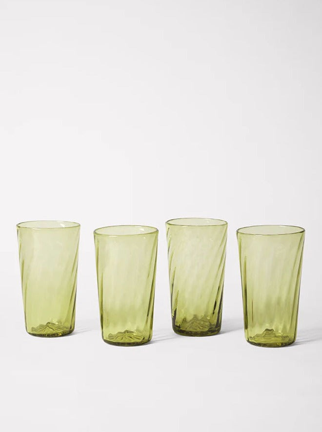 Karl Glass Large - Set of Four — close-up of green glass texture
