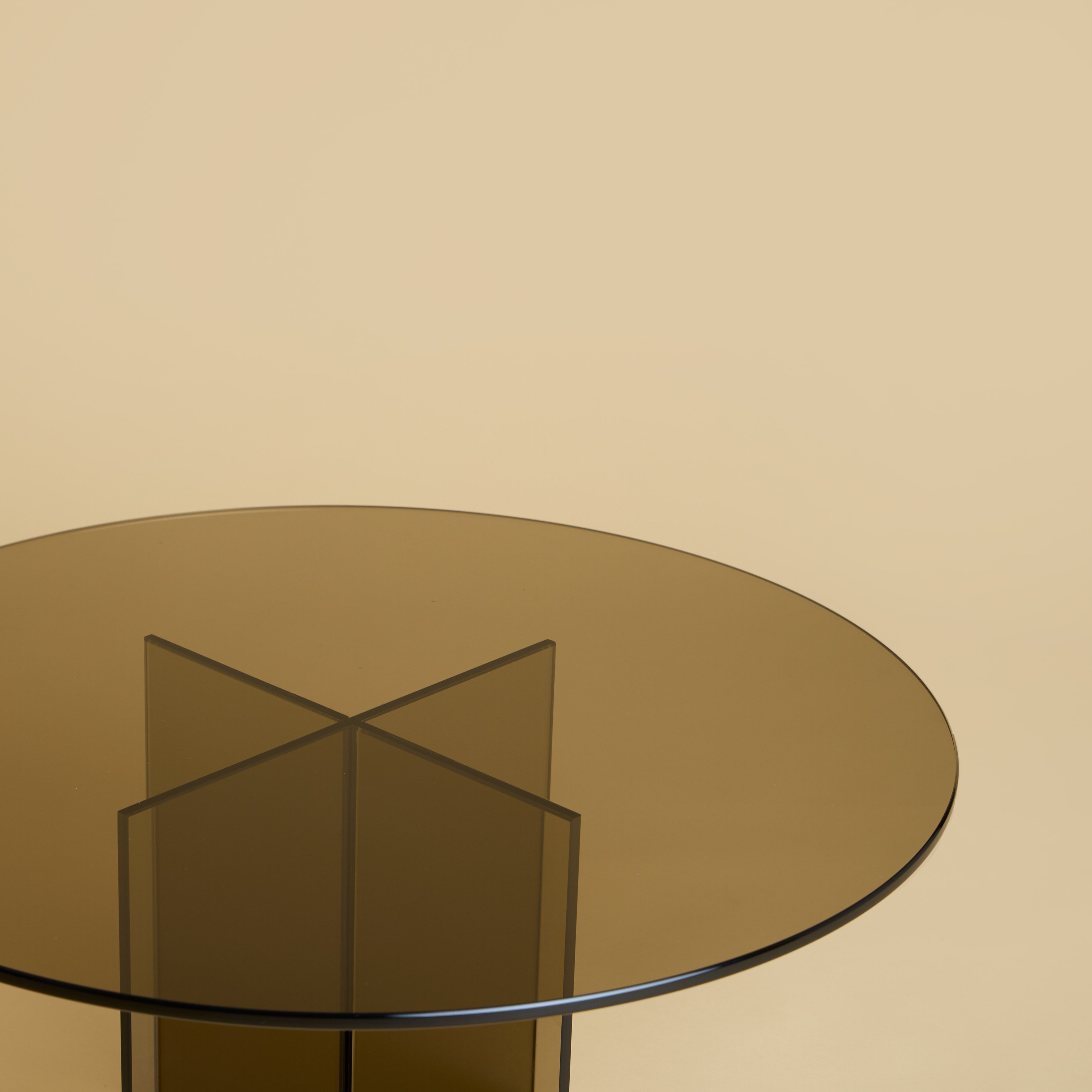Round Glass Coffee Table - AKA Series — side angle