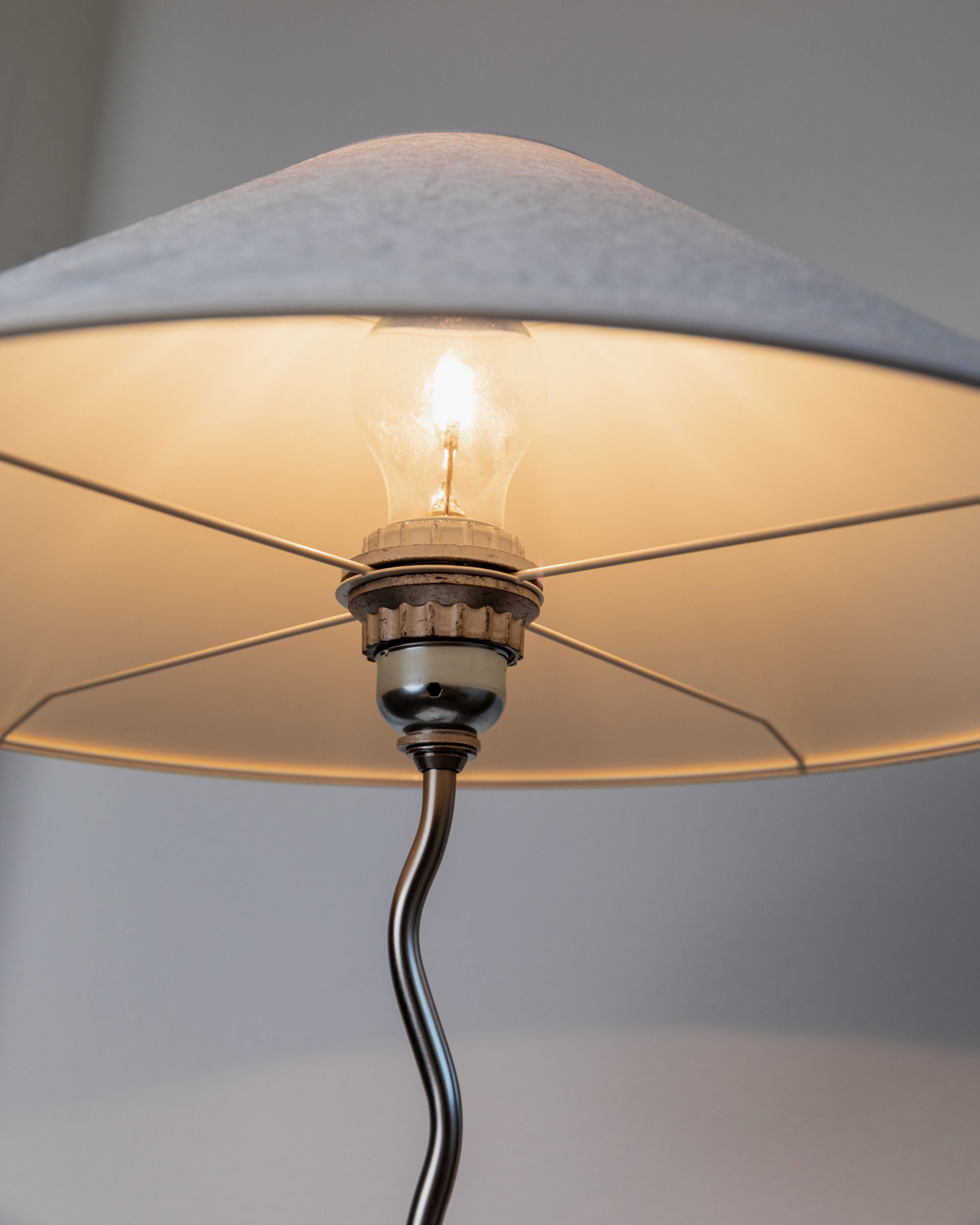Murano Glass Table Lamp, Italy 1980s — close-up of light bulb and shade interior