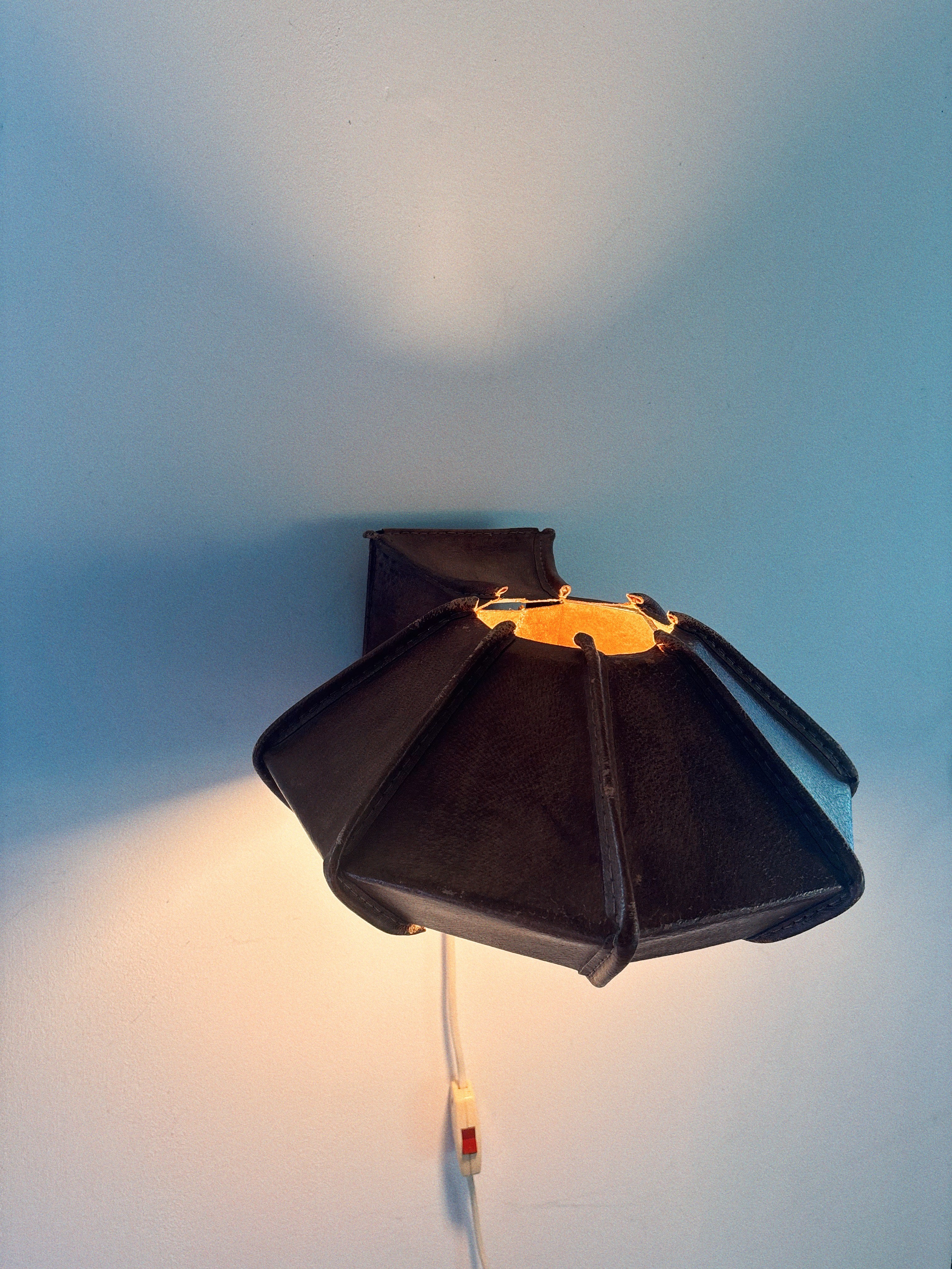Leather Wall Lamp, Mid Century Poland by Huerto | The Oblist