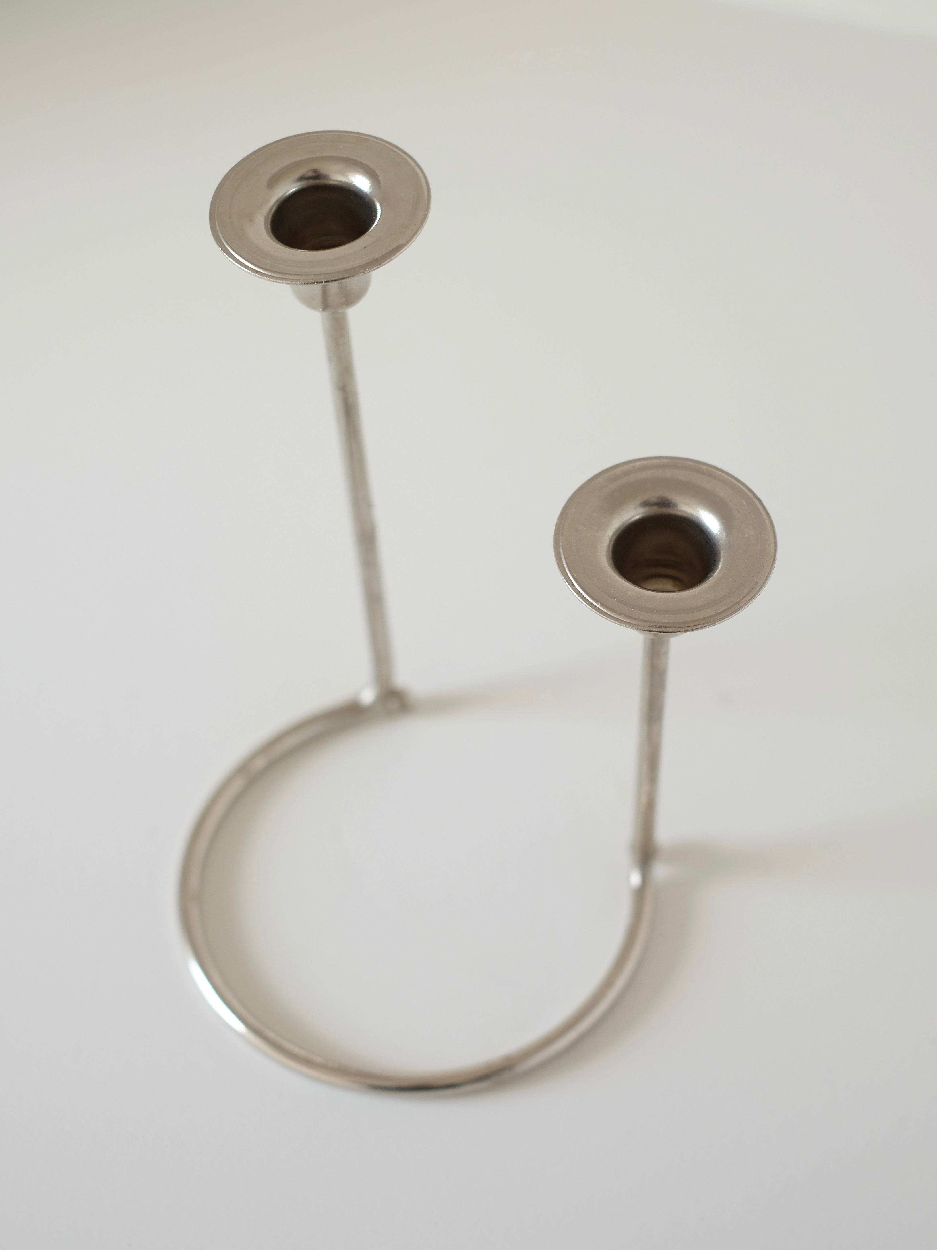 WMF Candle Holder — side angle showing polished metal design