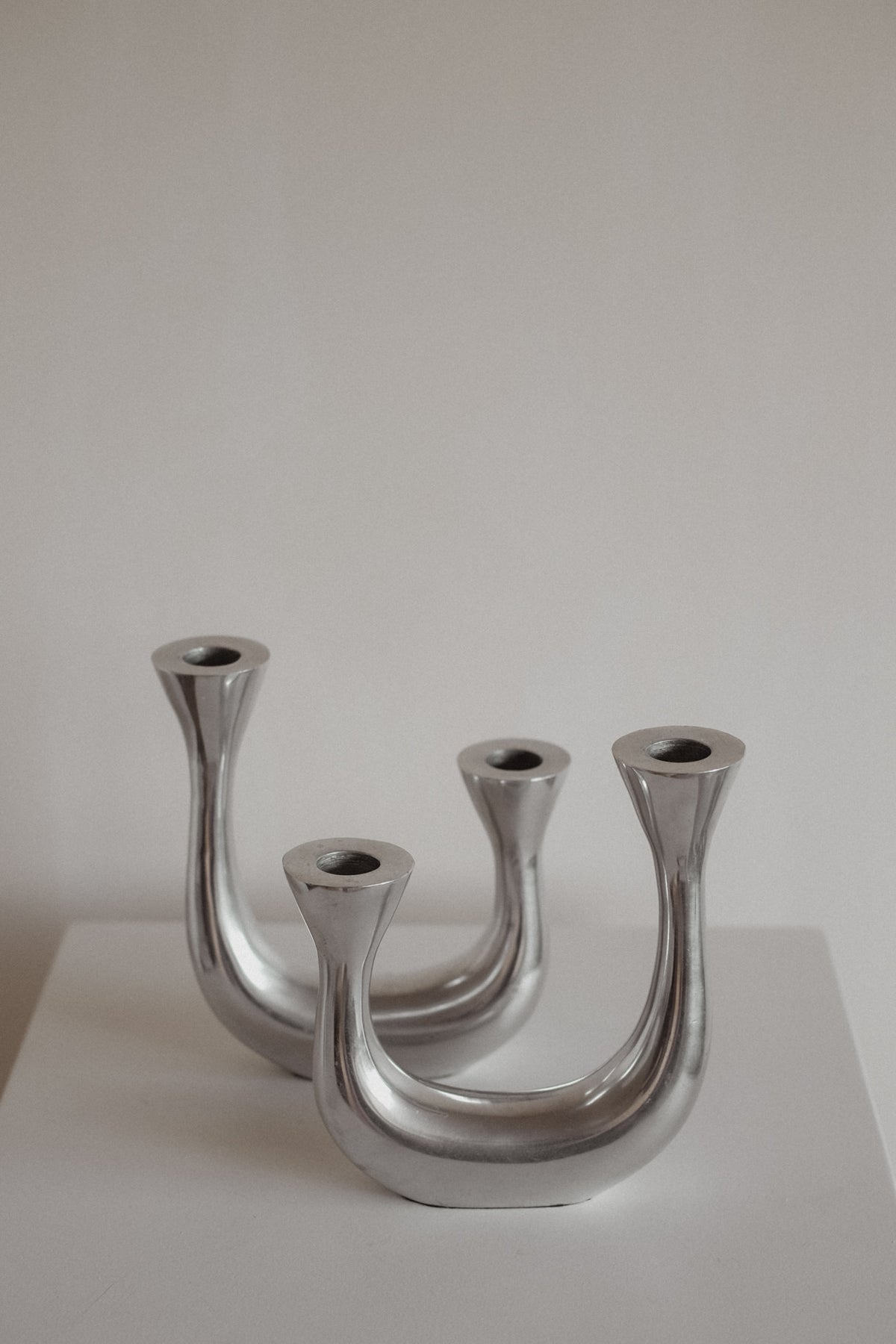 Sculptural Harmony Double Taper Candelabra — in context