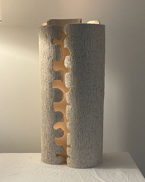 Untitled - Table Lamps in Ceramic — close-up of textured ceramic lamp