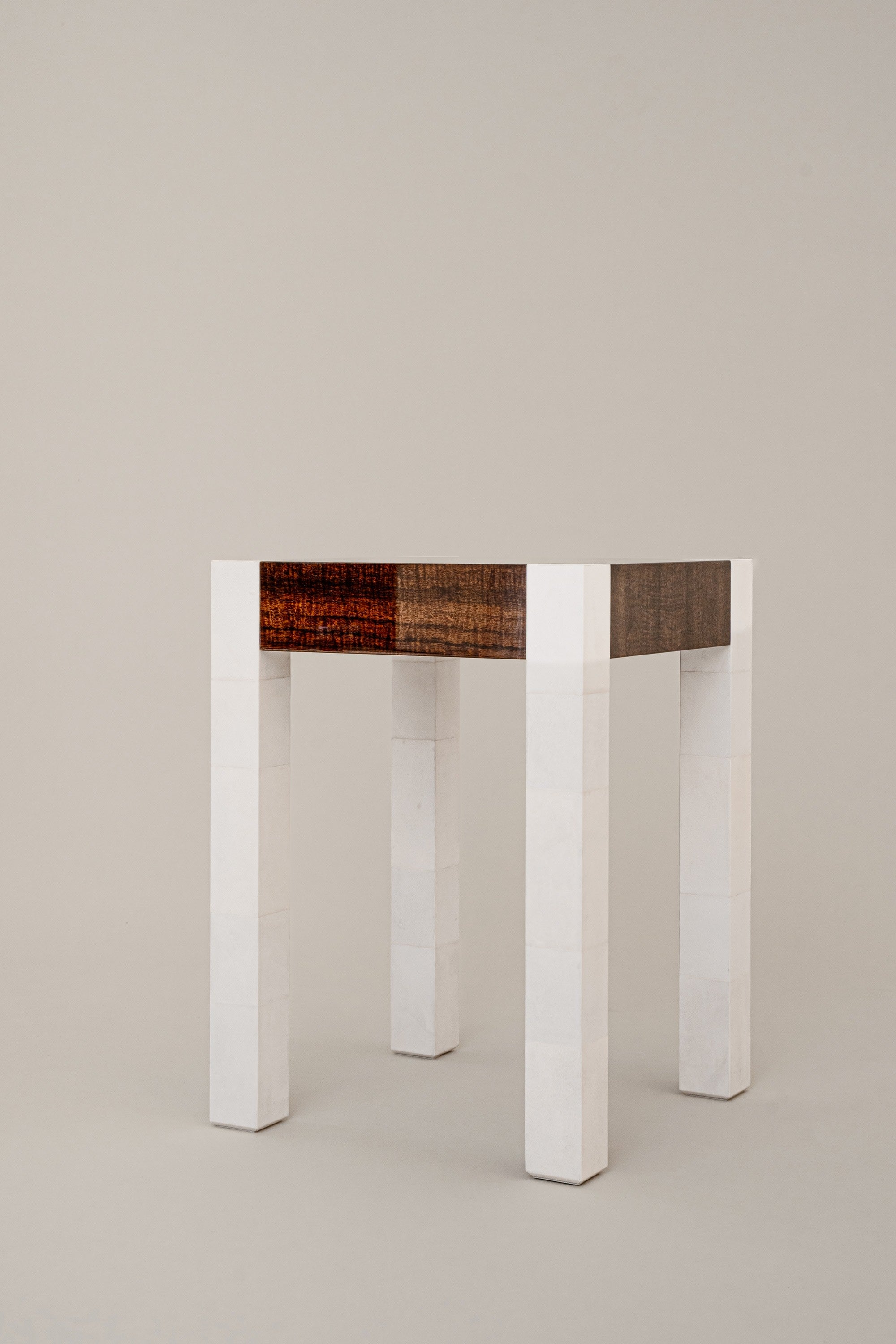 'Additions' Side Table Handcrafted in Wood Veneer & Parchment — view 9