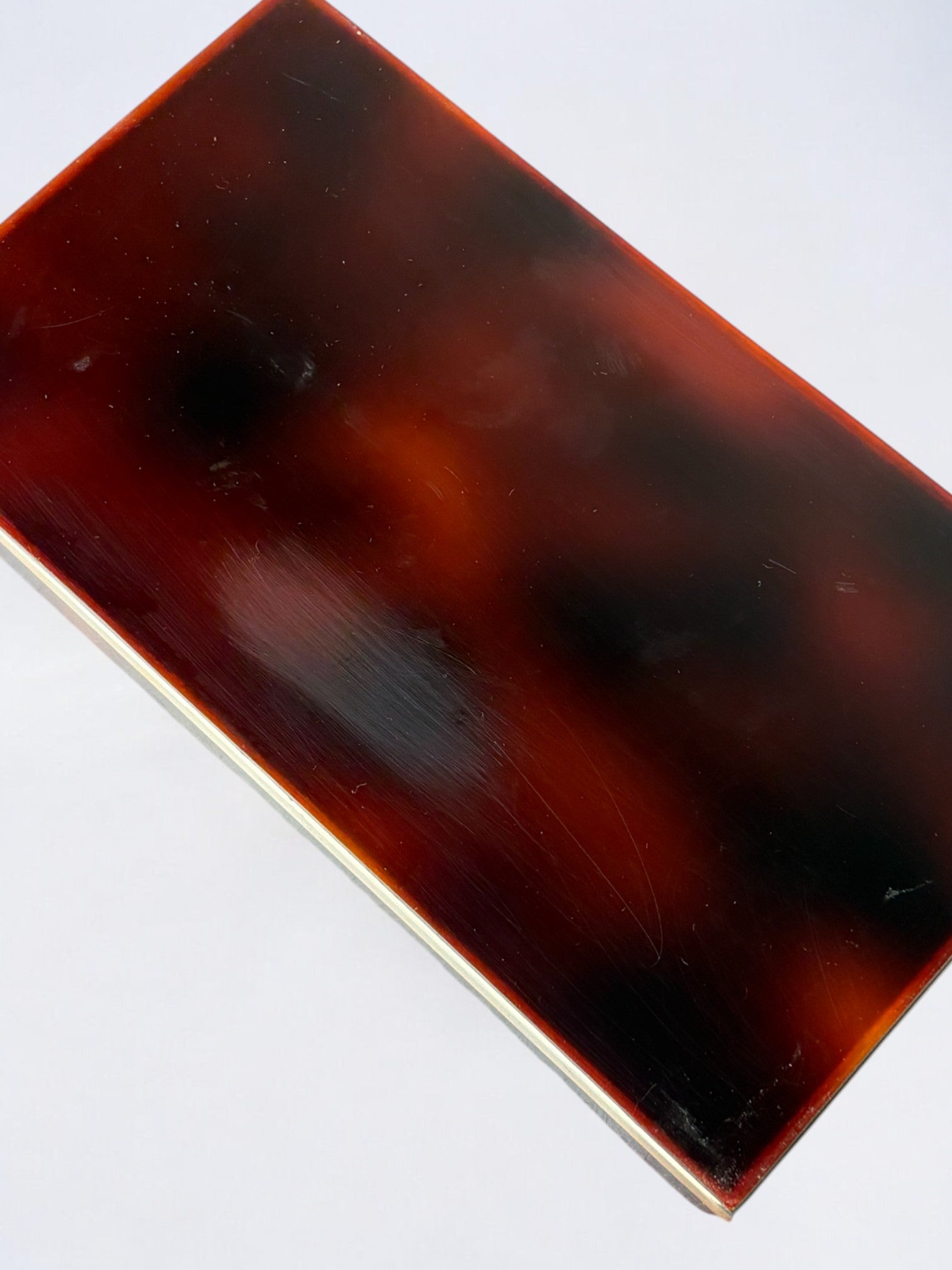 Faux Tortoise Shell Dior vanity box, Italy, 1970's — close-up