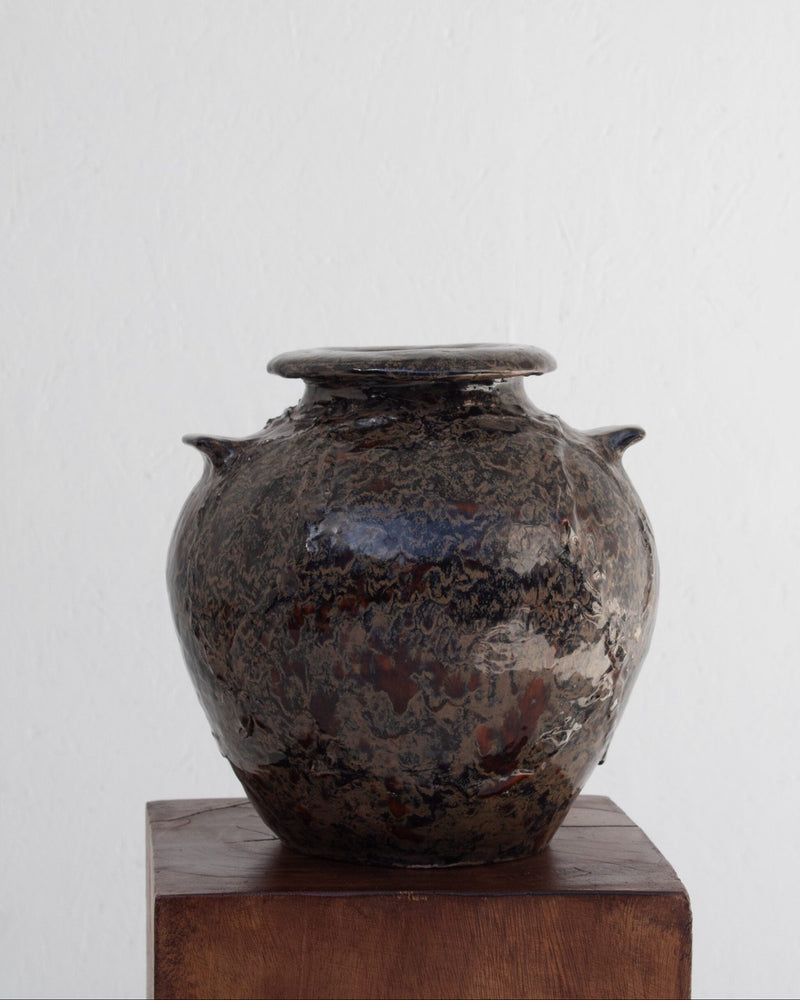 Ceramic Flower Pot by Malata Antwerp | The Oblist — handcrafted dark glaze finish