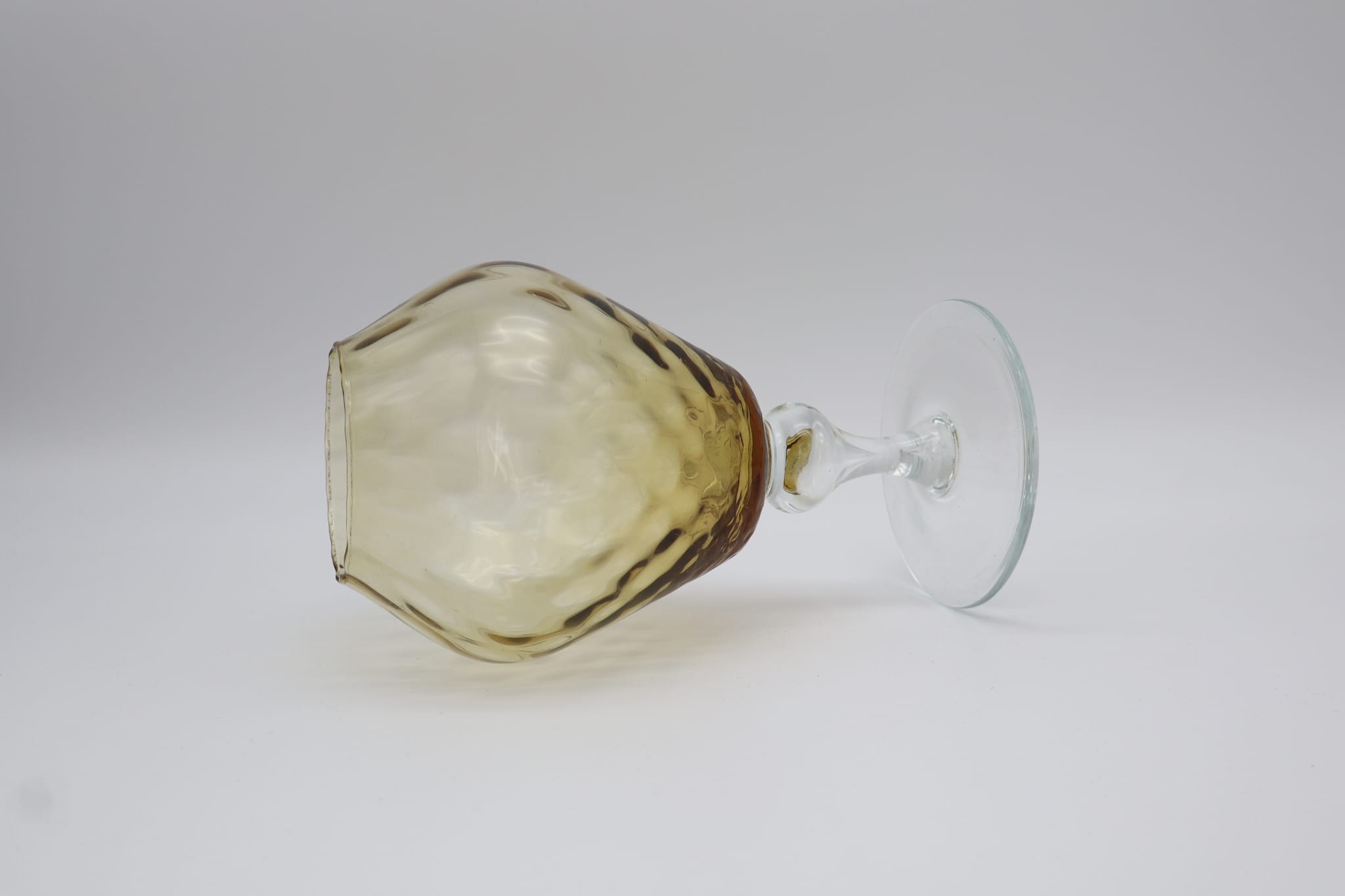 Mid-Century Modern Amber Glass Brandy Snifter Vase by Empoli, Italy – 1960s — side angle