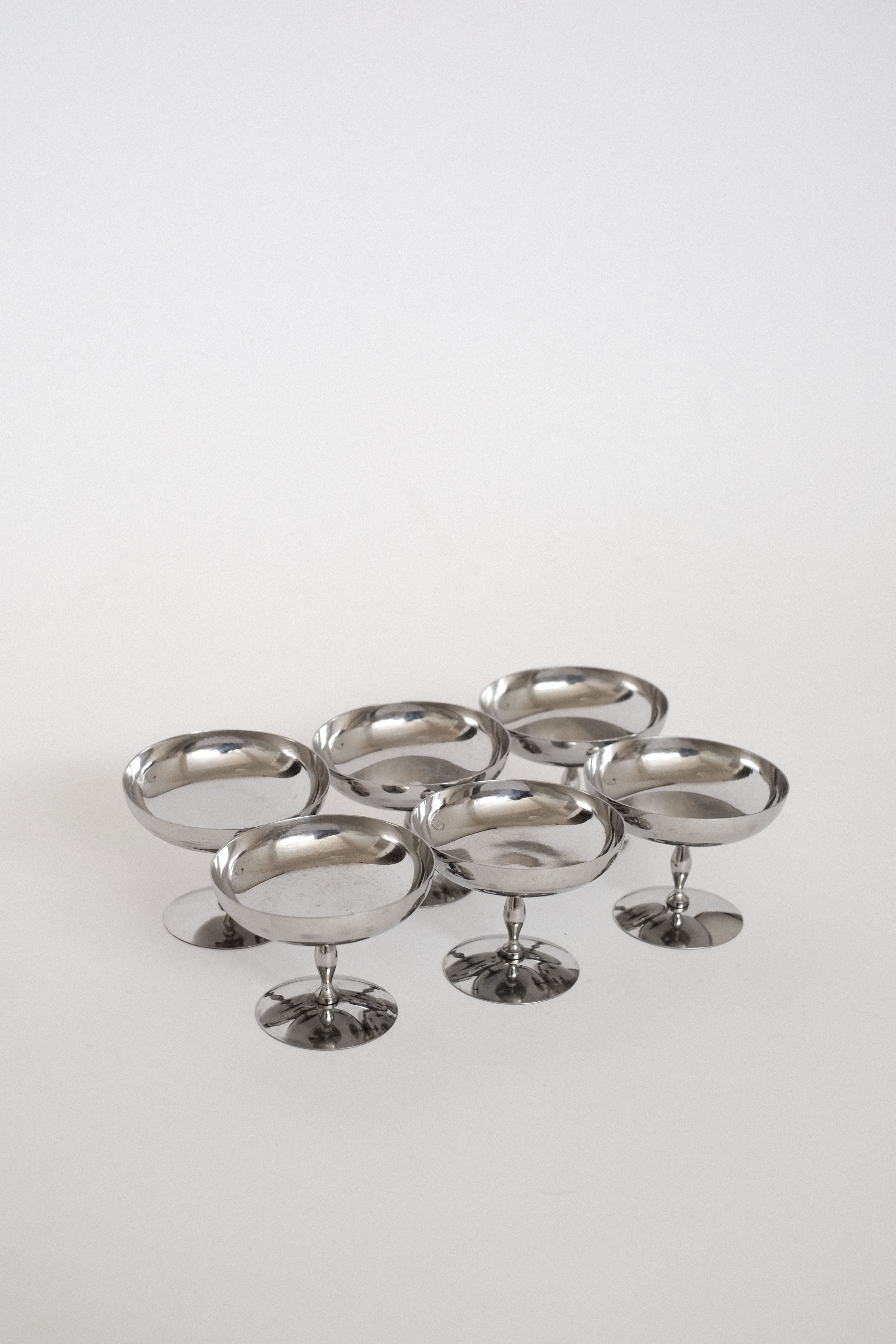 Set of 6 Ice Coupes — top view on white background