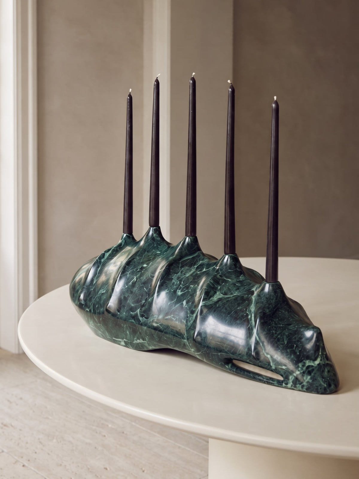 Sculptural Marble Candle Holders -  Ignis Spina — lifestyle setting