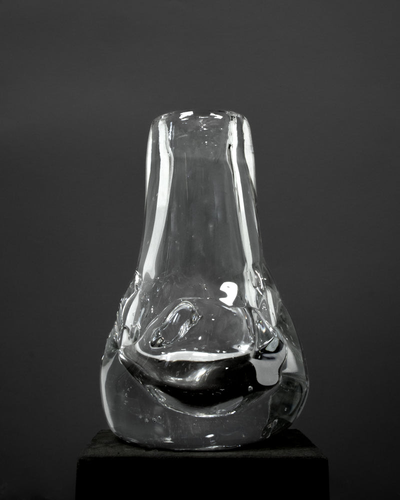 Drop Shaped Hand-blown Vase — close-up of clear glass texture