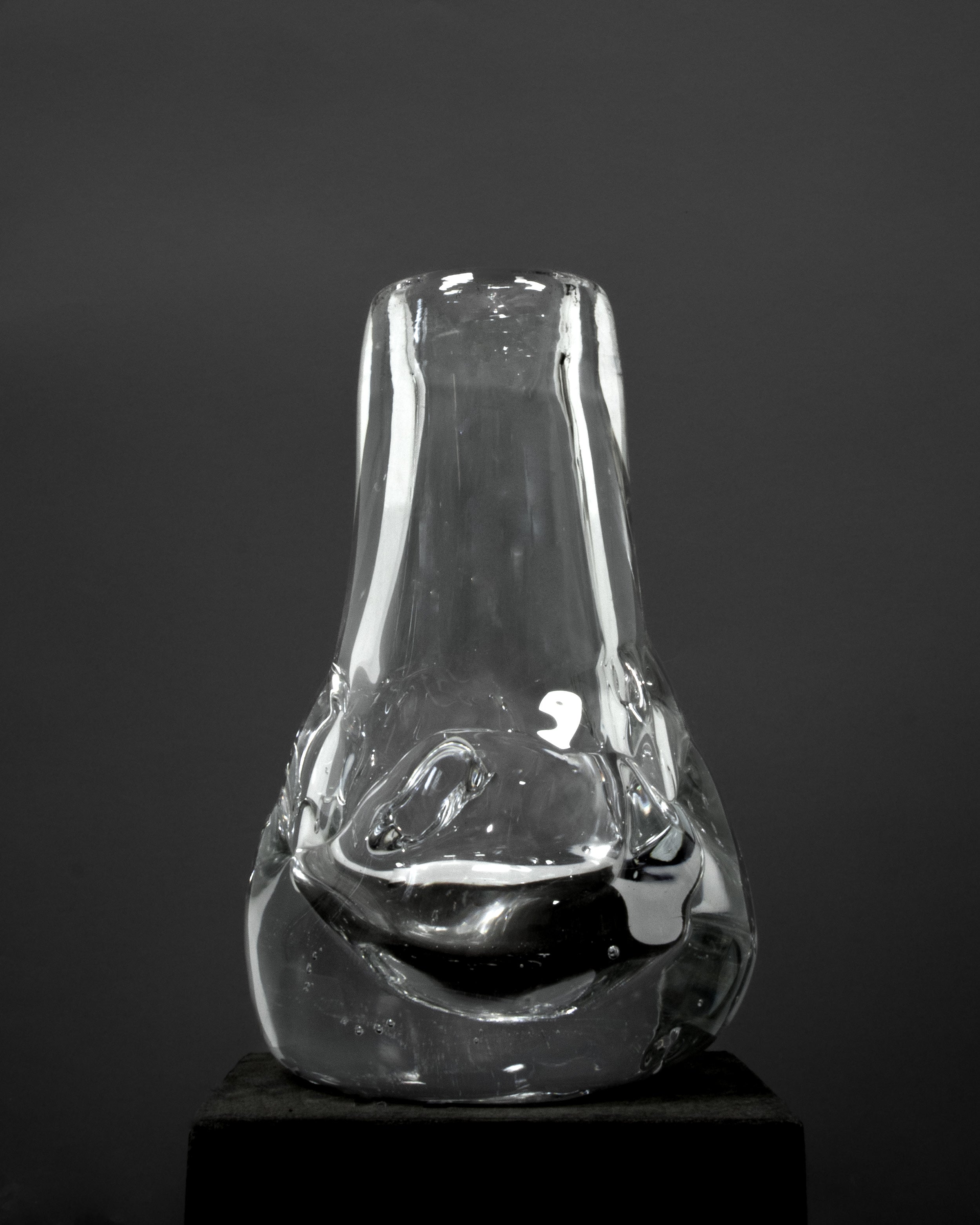 Drop Shaped Hand-blown Vase — close-up of clear glass texture